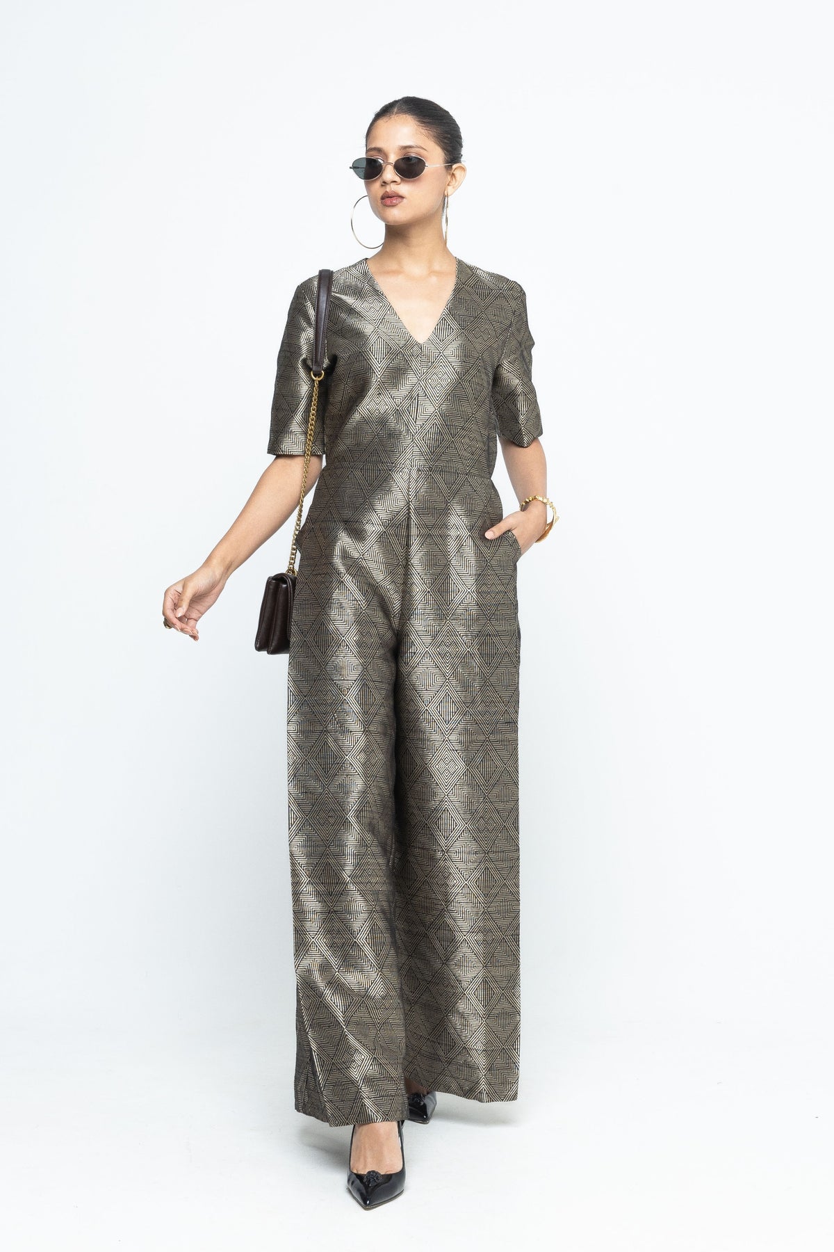 Sera Black Metallic Jumpsuit