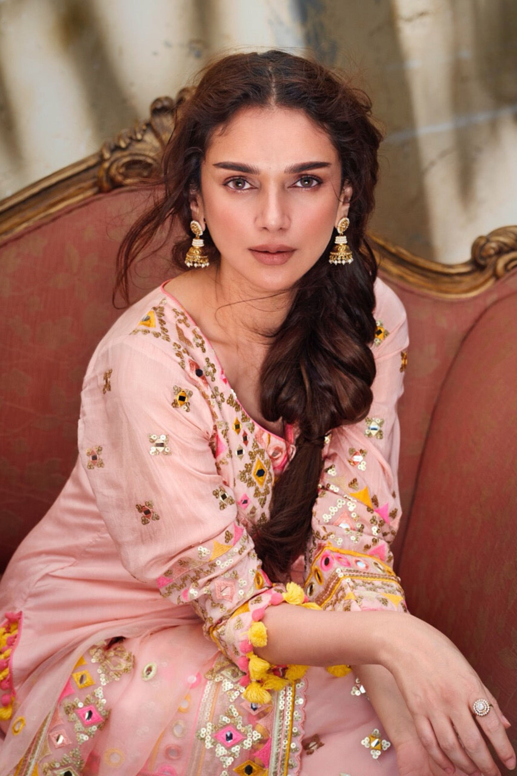 aditi rao hydari pink dress Aditi Rao Hydari channels Indian Barbie in her Ridhi Mehra sharara + cape set