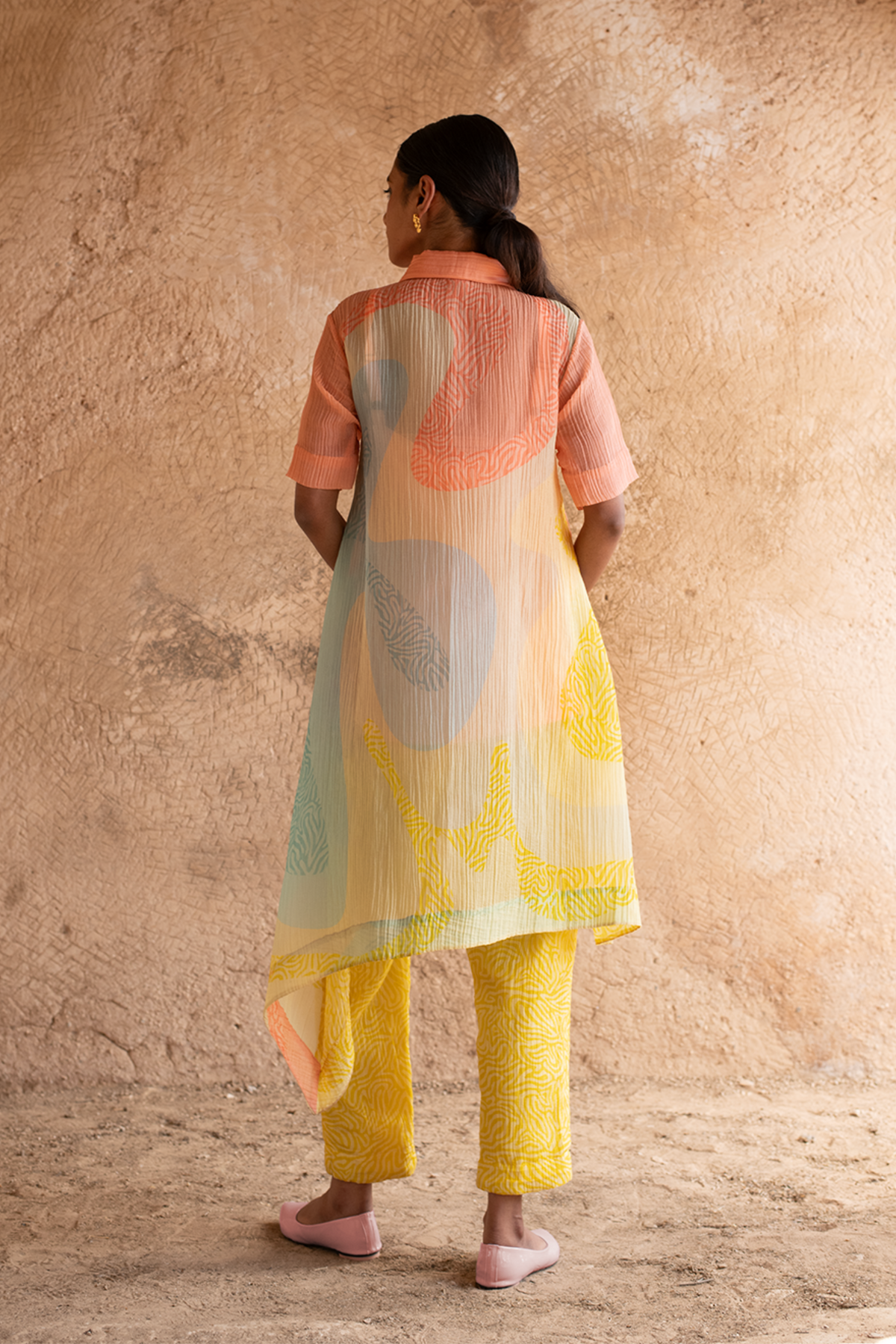 Bright Yellow Asymmetrical Kurta Set