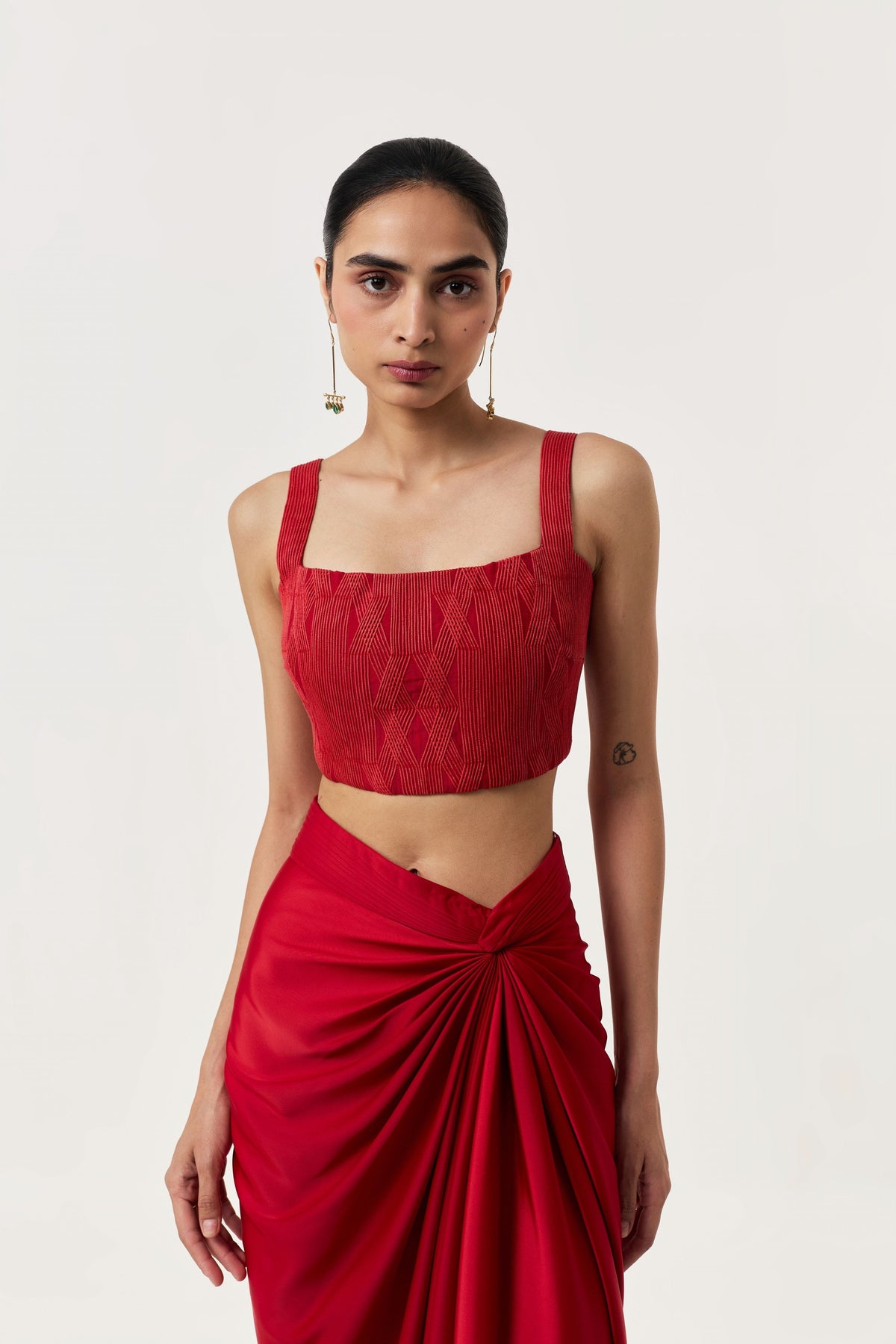 Entwined Red Corded Bustier Cape Set