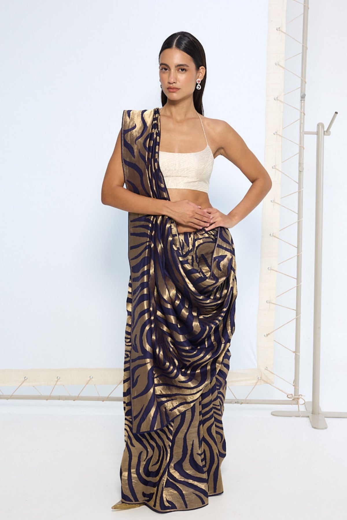 Blue and Gold Handwoven Saree