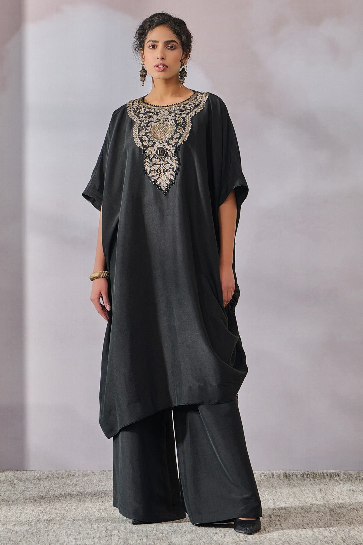 Hand Embroidered Kaftan With Pants