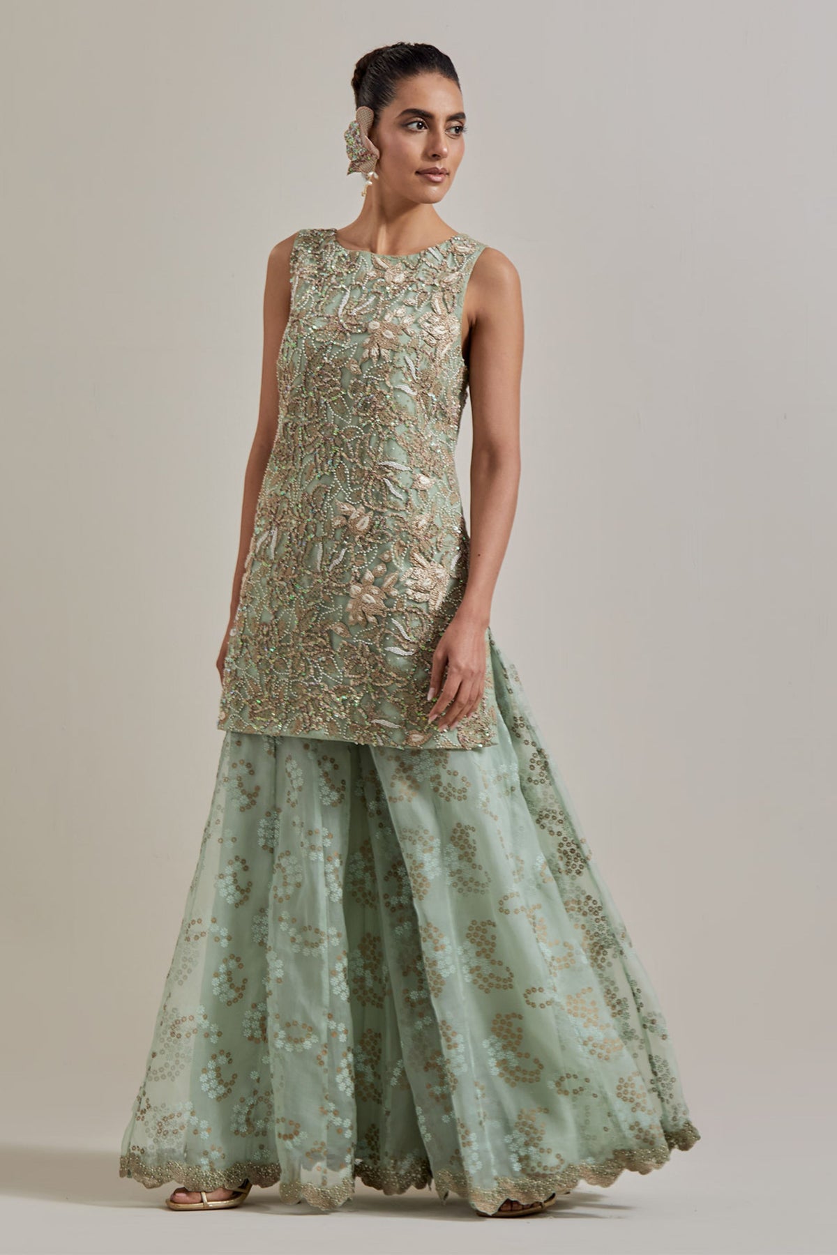 Green Sharara Set
