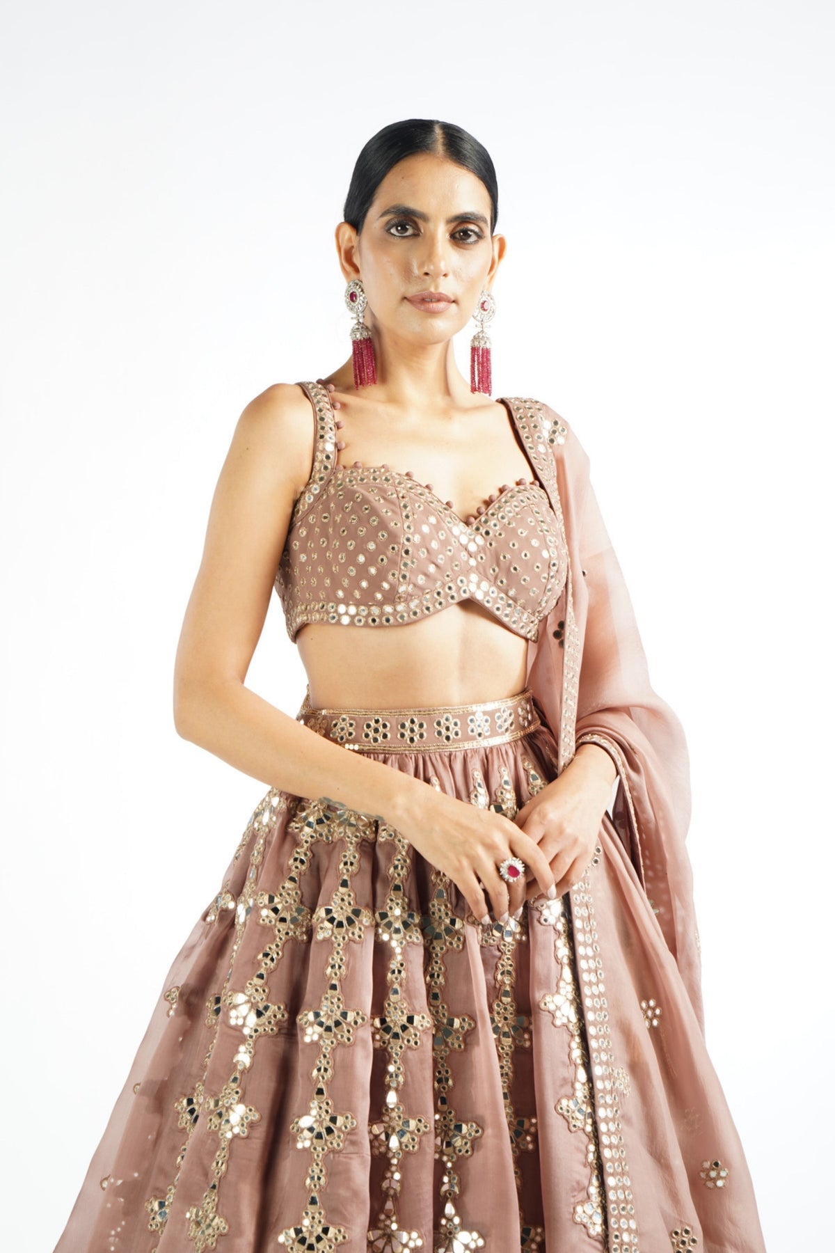 Deep Beige Chandelier Drop Lehenga Set