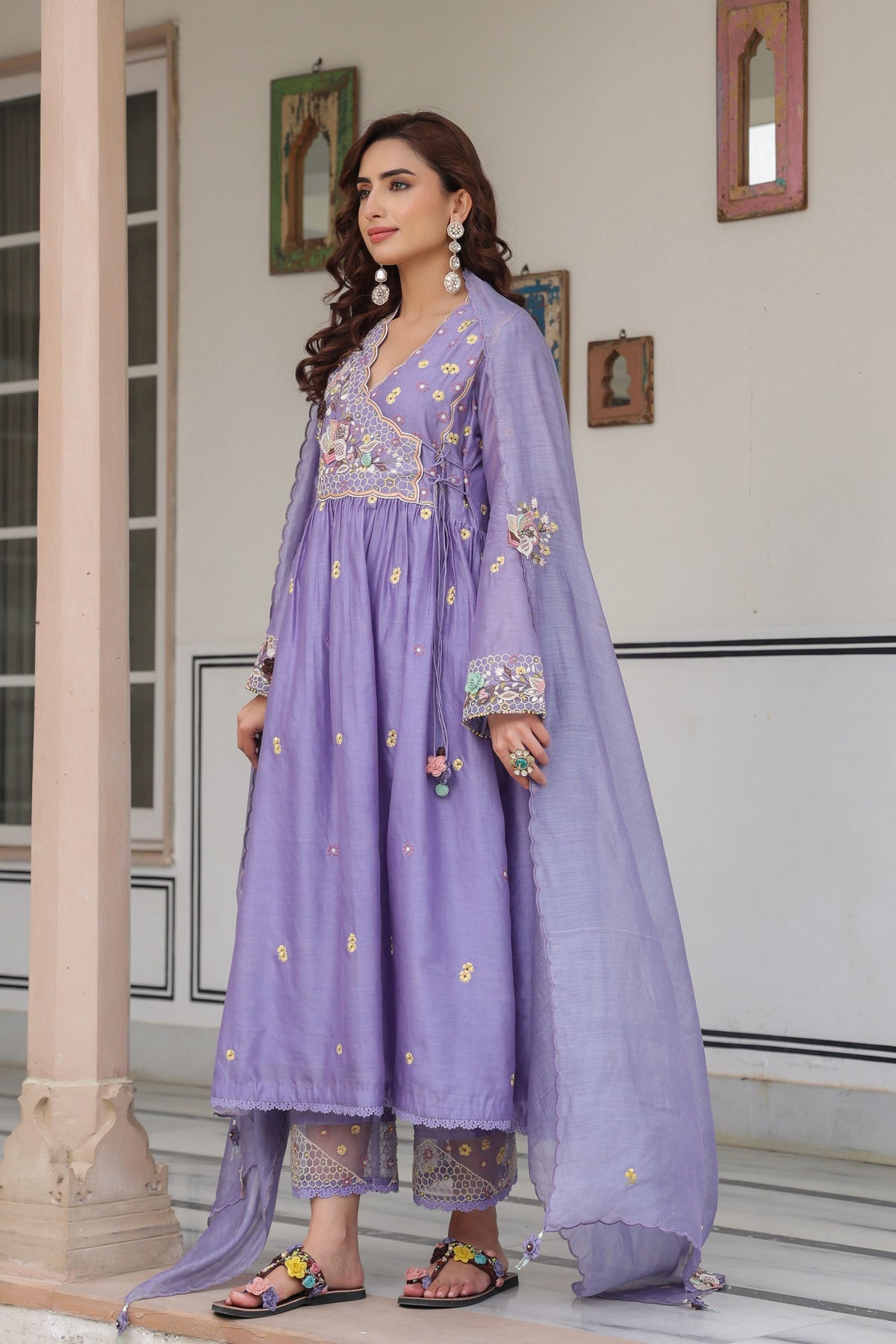 Gulzar Lilac Frockstyle Kurta Set