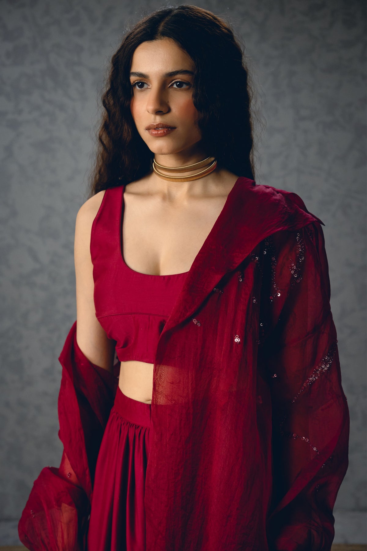 Nami Maroon Jacket Set