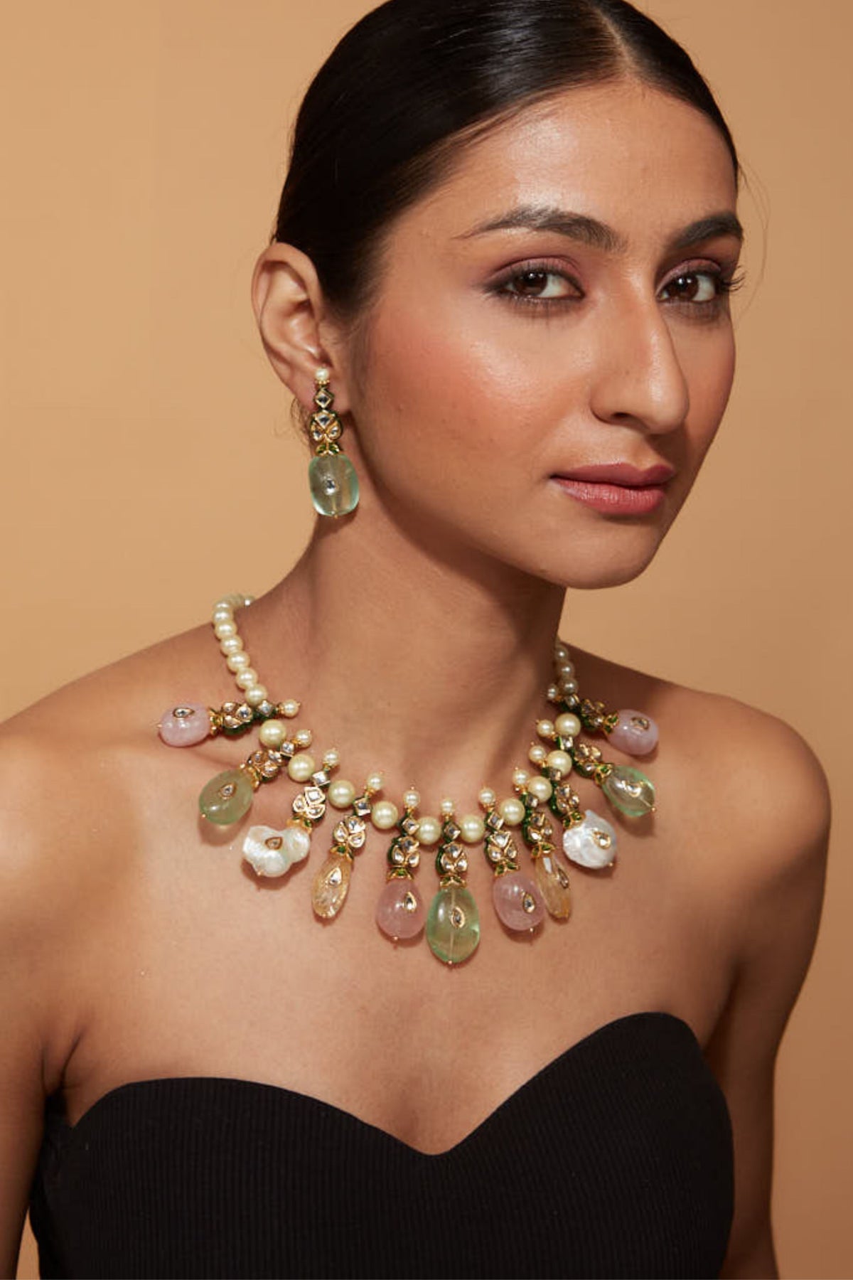 Inaayat Gold Plated Multicolored Kundan Polki Necklace Set