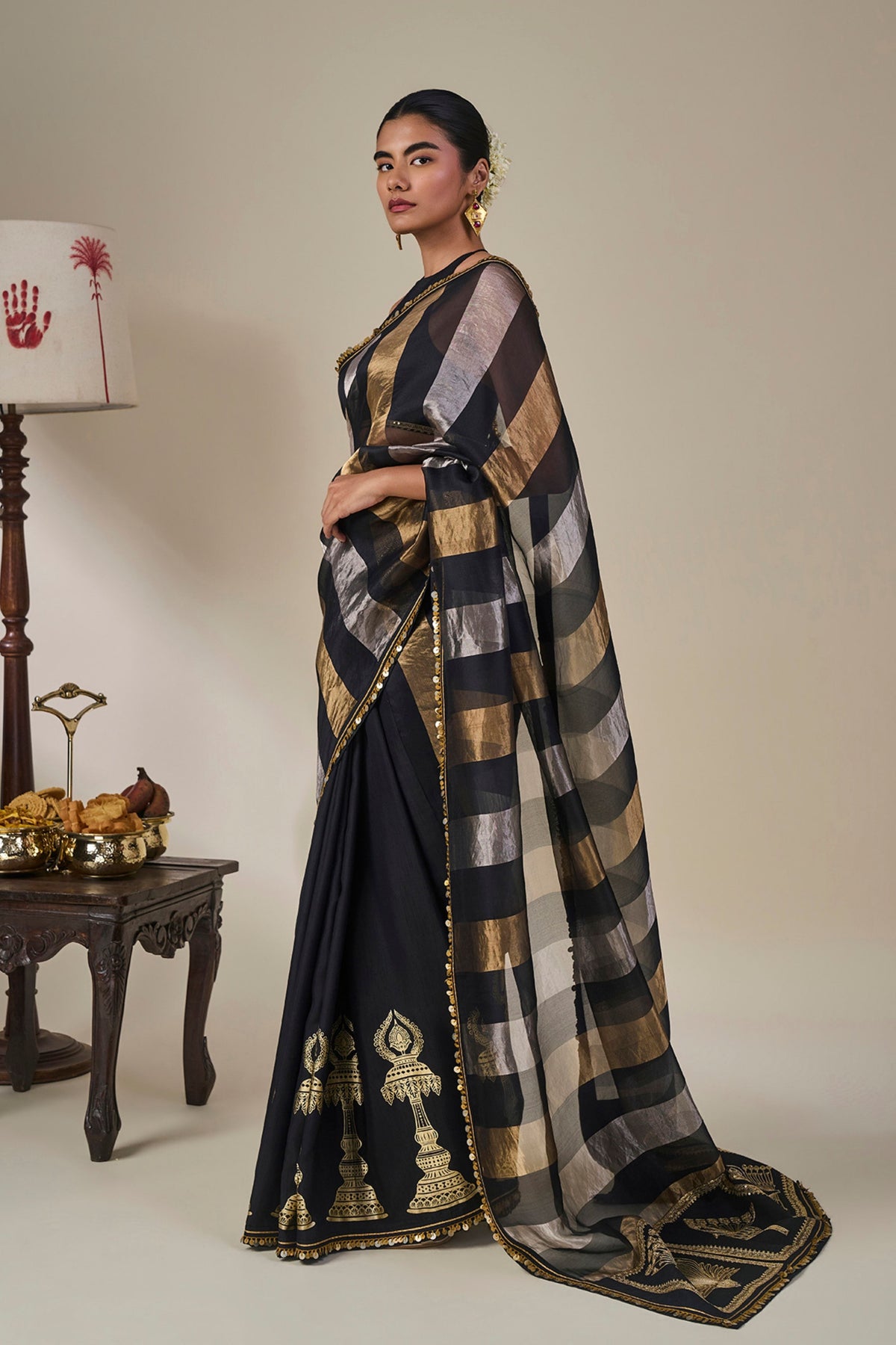 Black The Glided Lantern Saree