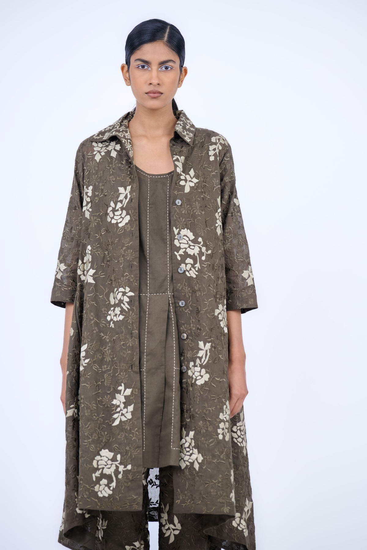 Khaki Threadwork Jacket