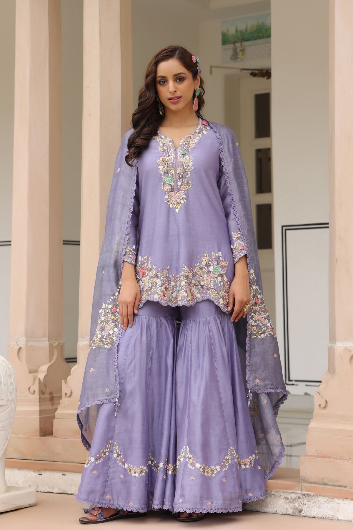 Gulzar Lilac Sharara Set