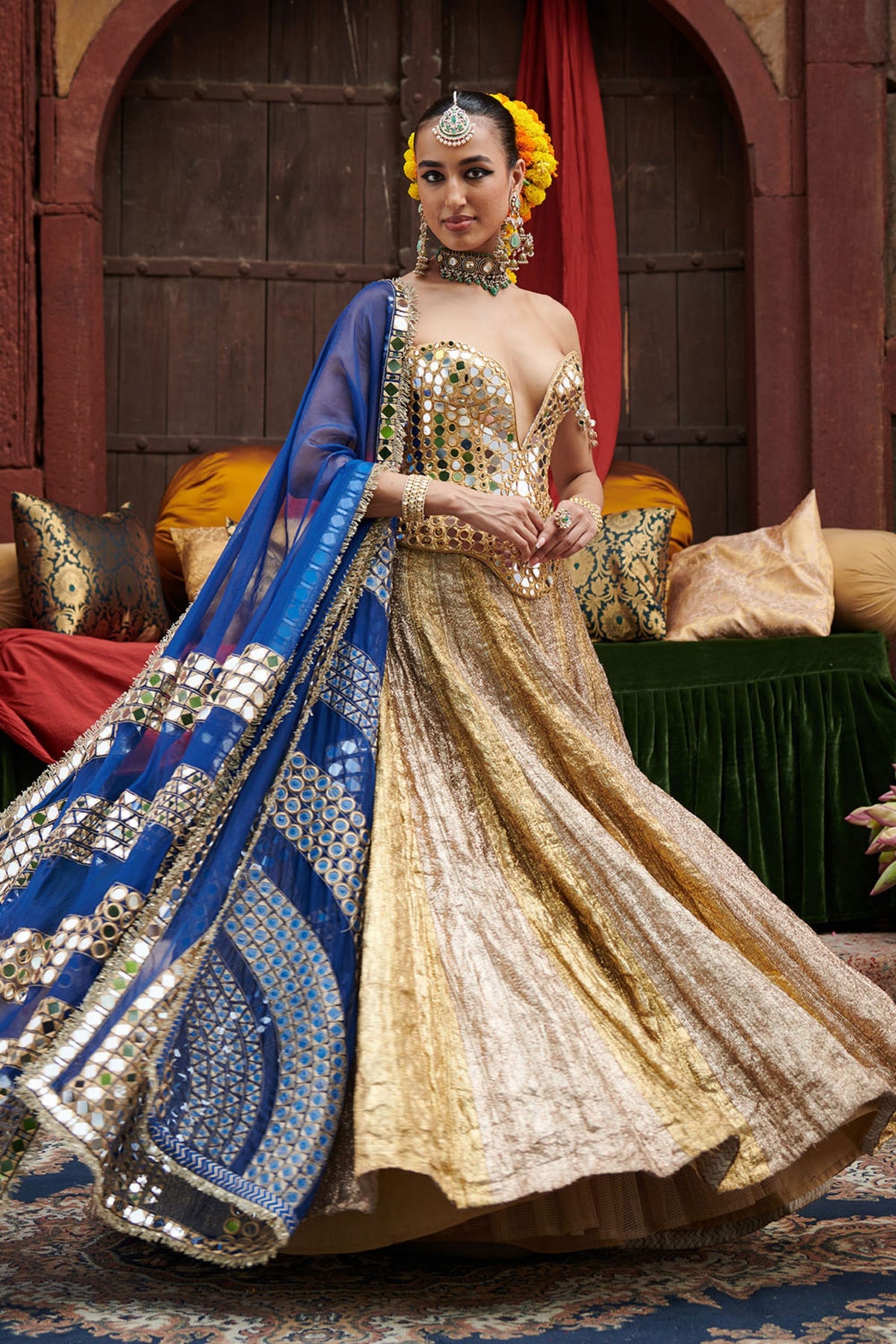 Chaandi Sona Stripes Lampi Lehenga Set