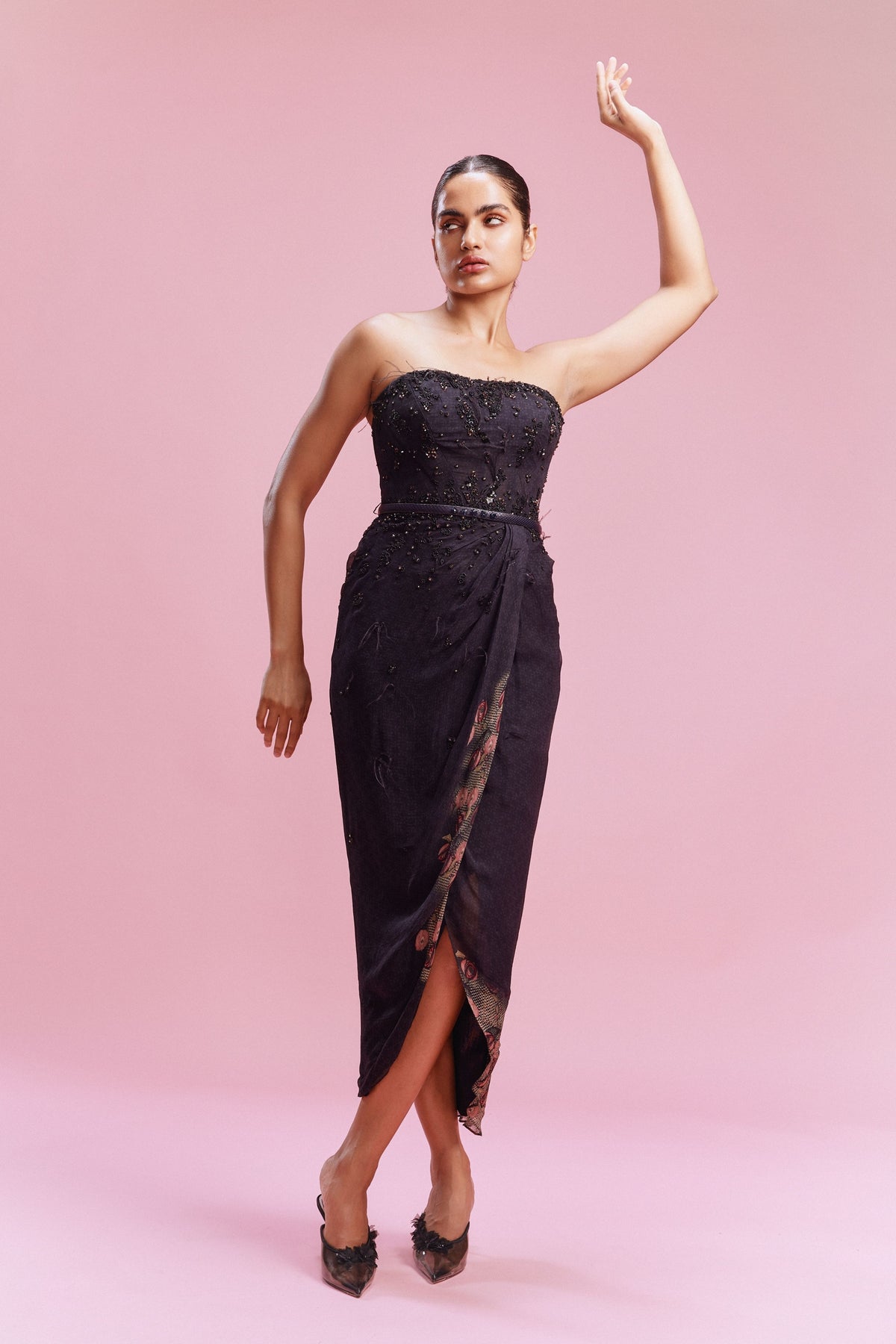 Pearl Dazzle Black Gown
