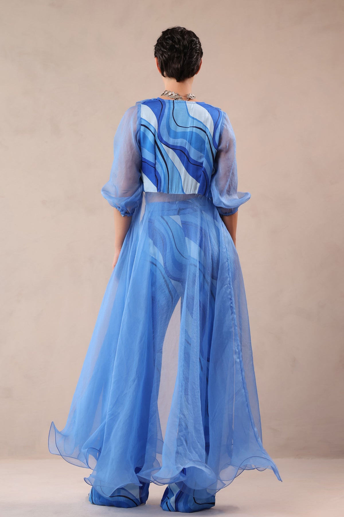 Ocean Blue Sheer Jacket Set