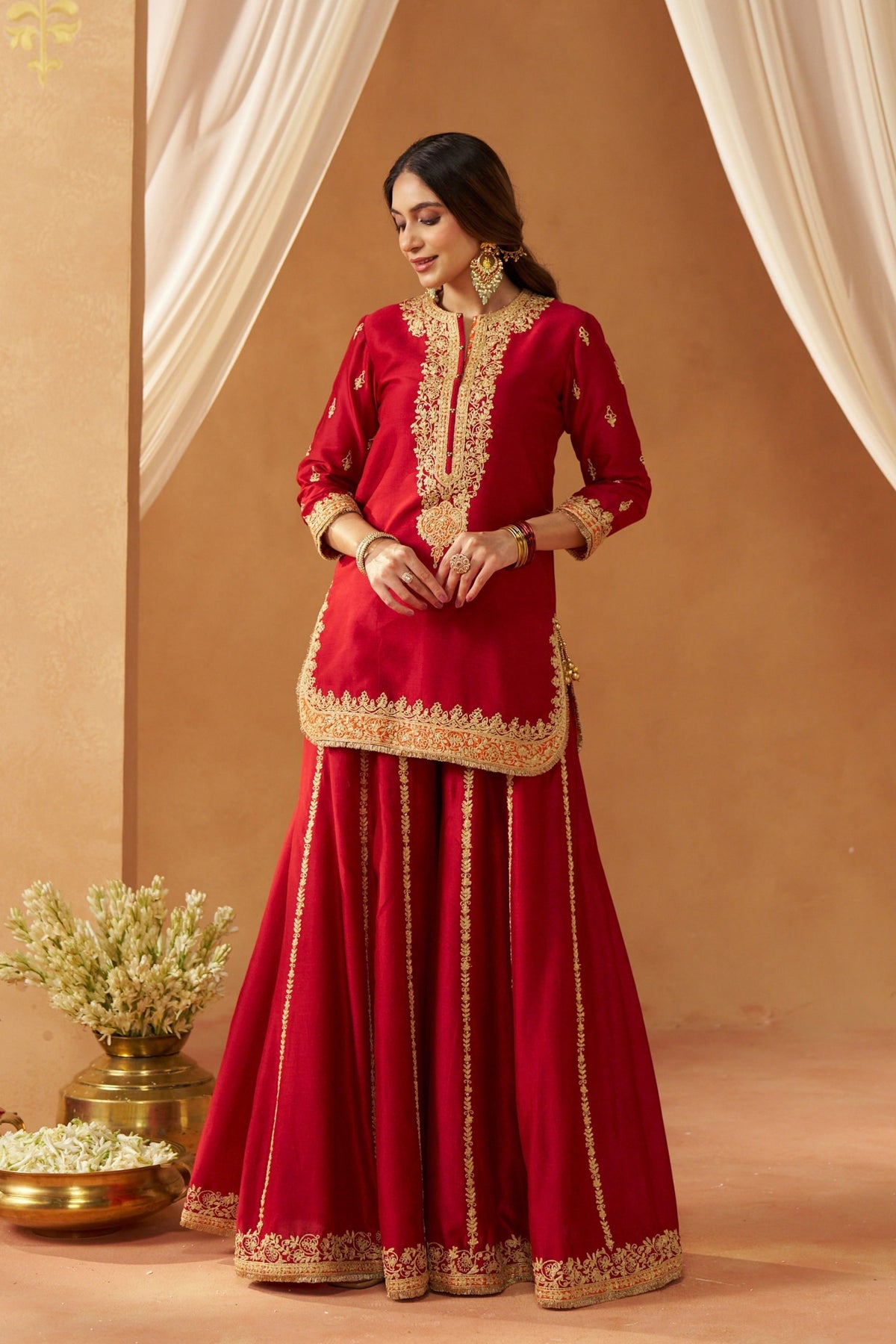 Fadiya Deep Red Sharara Set