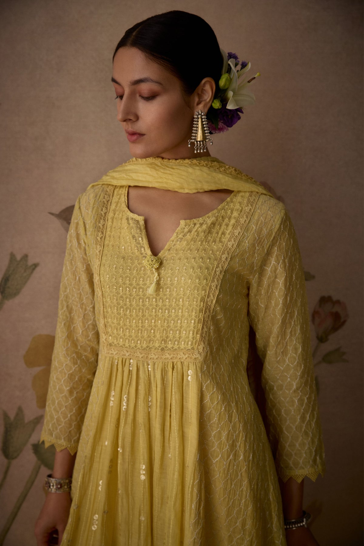 Lemon Yellow A-line Kurta Set
