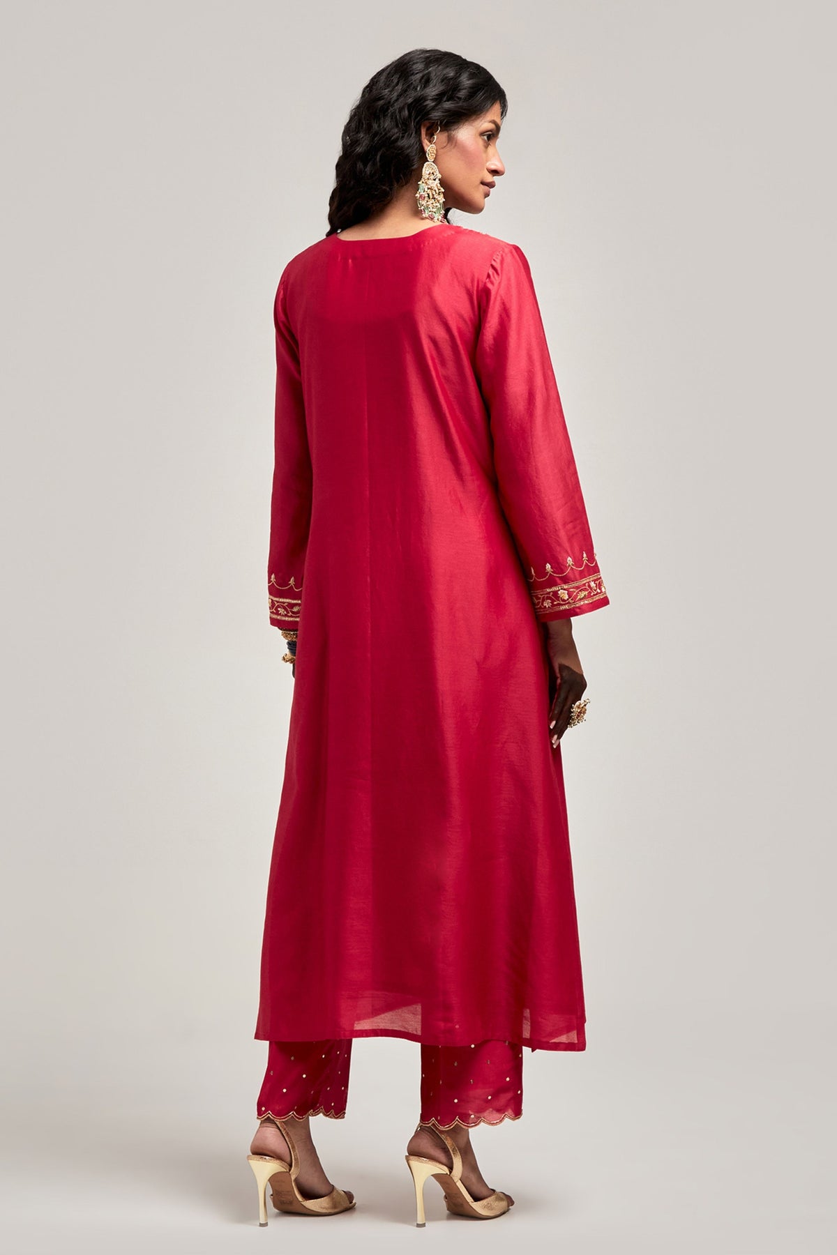 Red Embroidered Kurta Set