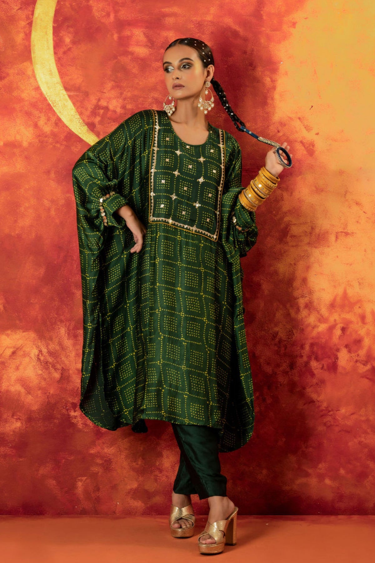 Sitara Green Kaftan Set