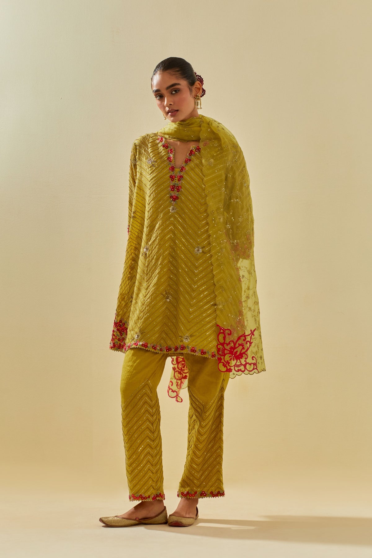 Yellow Kalidar Kurta Set