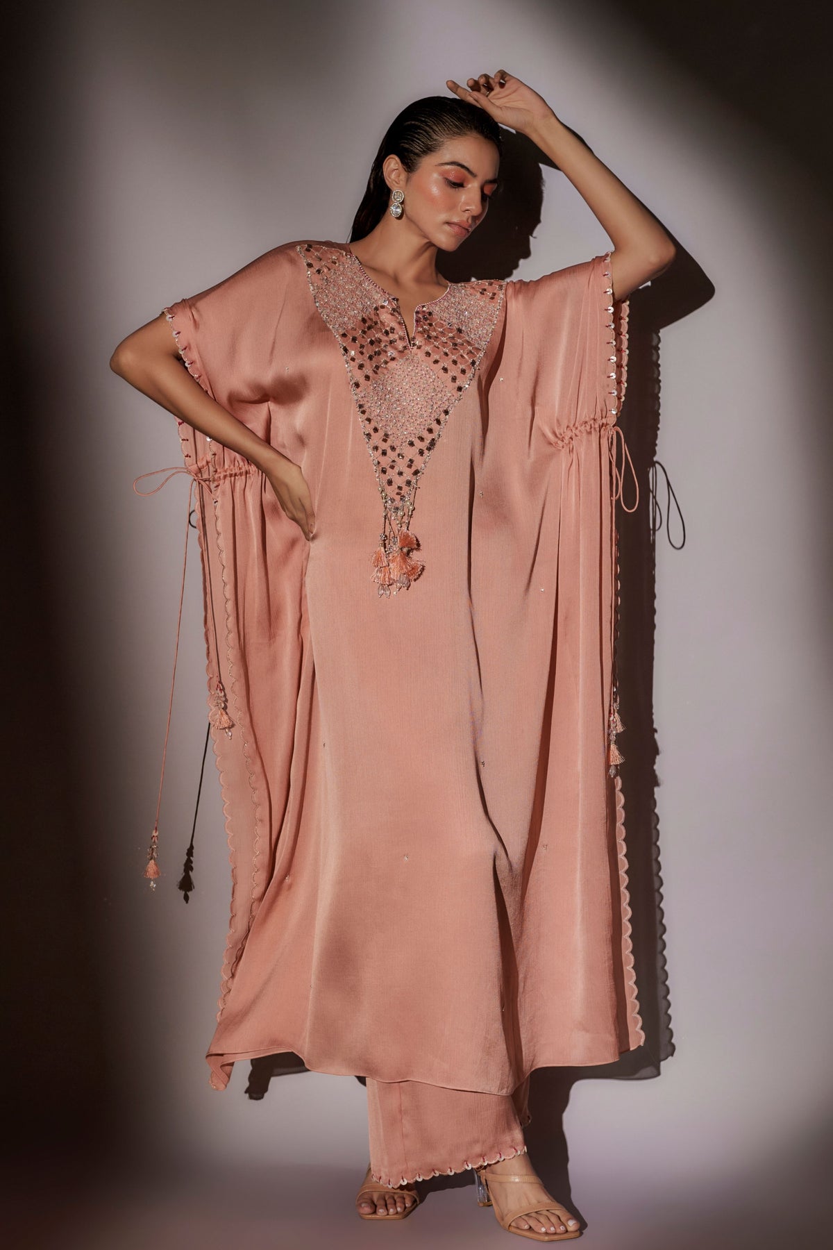 Peach String Kaftan Set