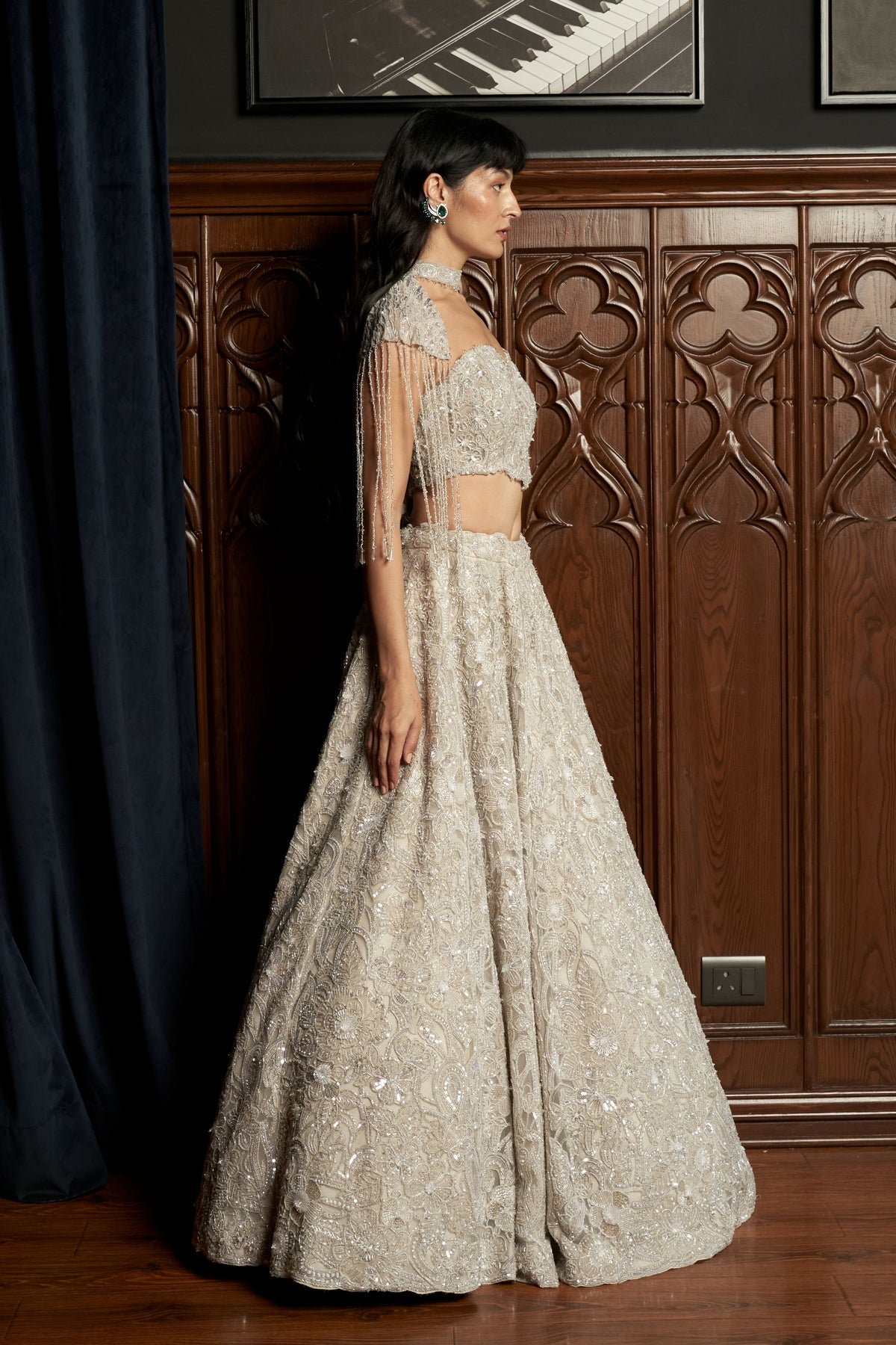 Grey Bridal Lehenga Set