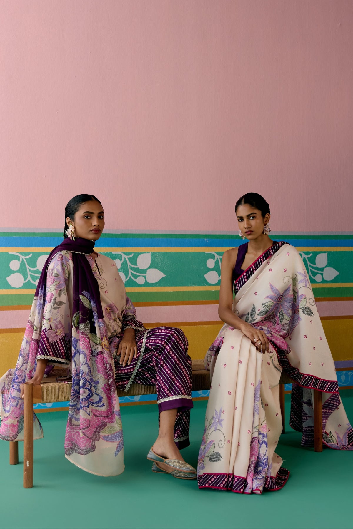 Purple Ikkat Sharara Set