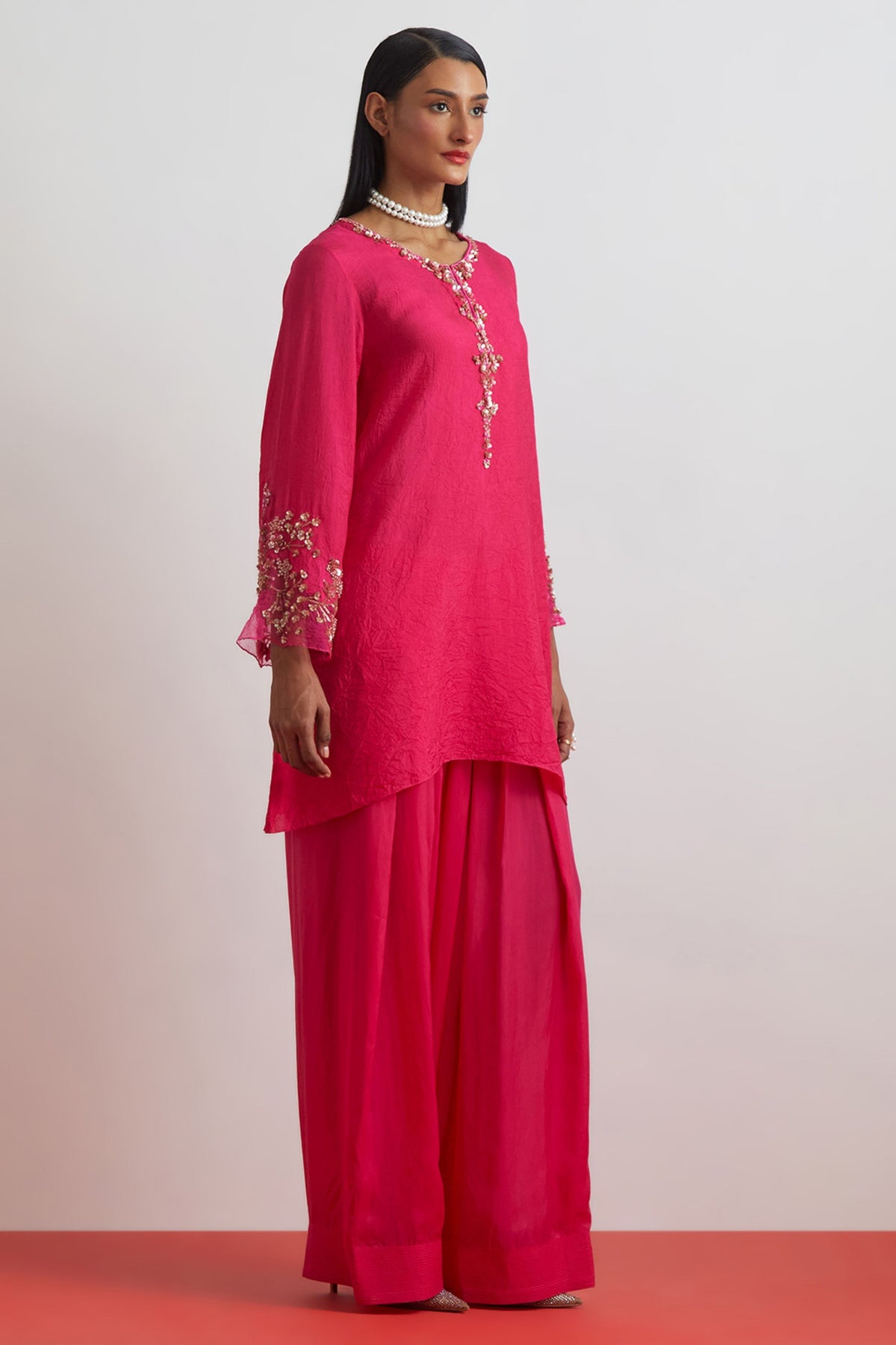 Embroidered Beaded Tunic Set