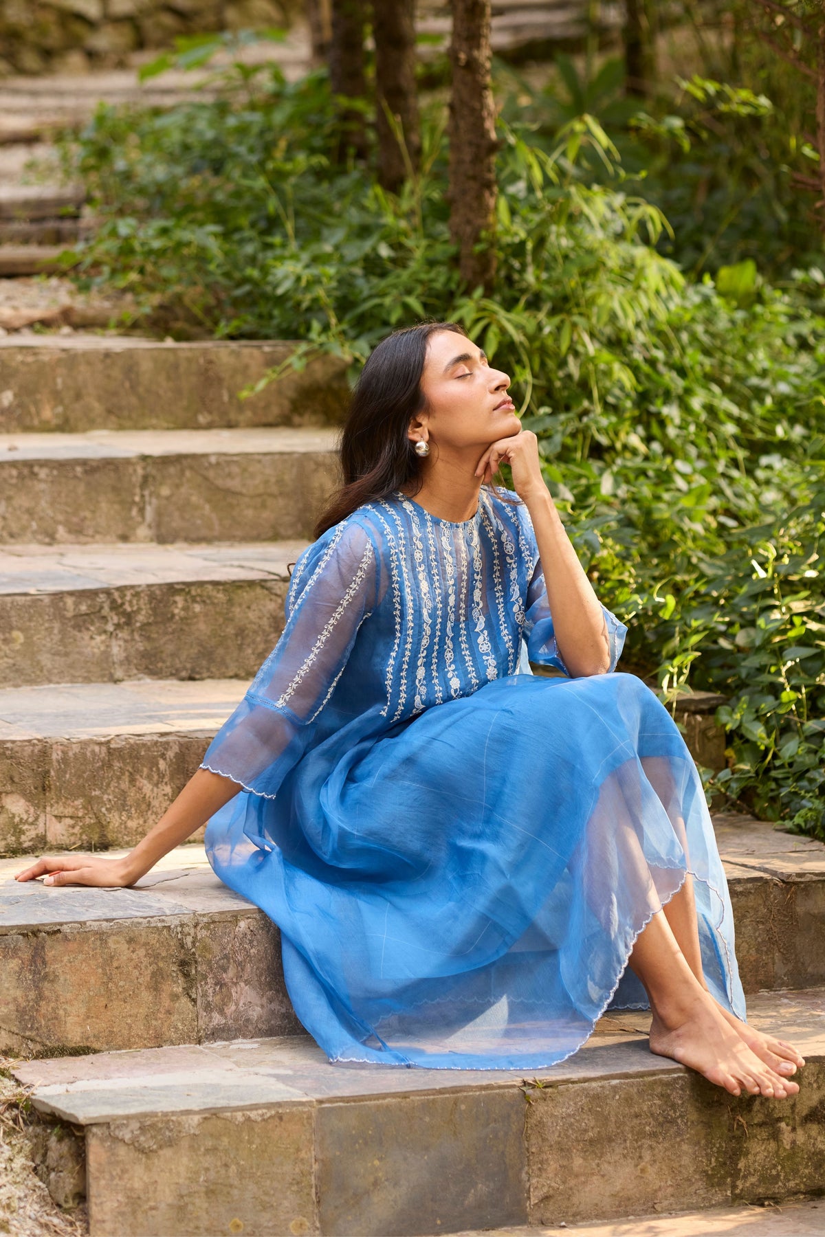 Embroidered Floral Pleated Dress
