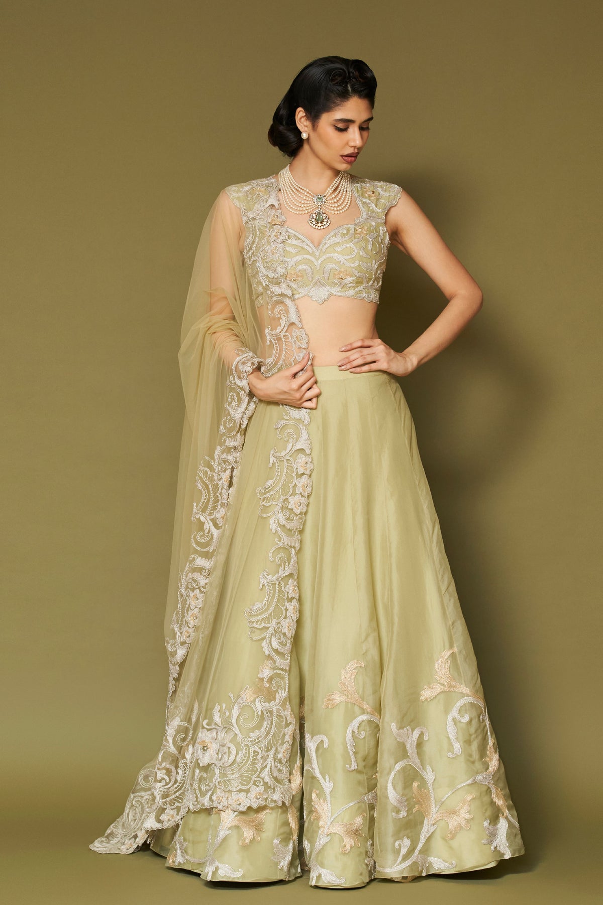 Pistachio Embroidered Lehenga Set