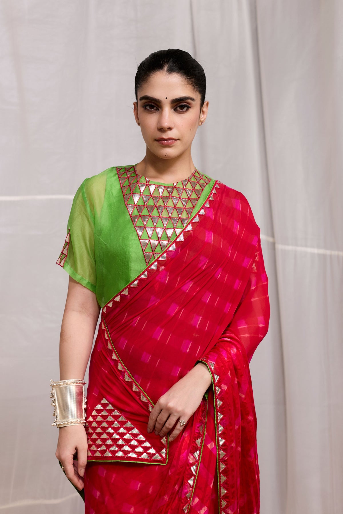 Red Ret Saree Set