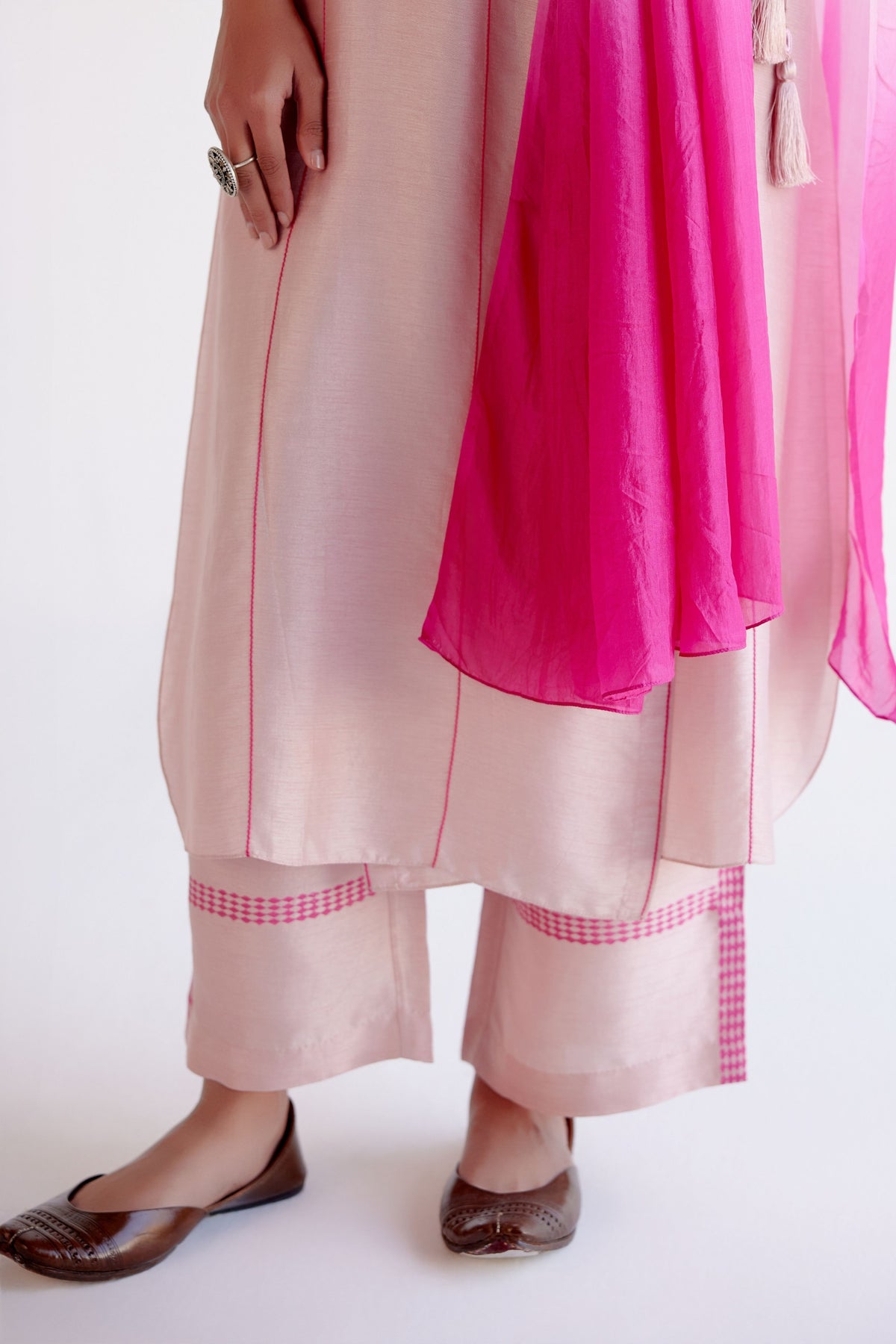 Blush Pink Angrakha Kurta Set
