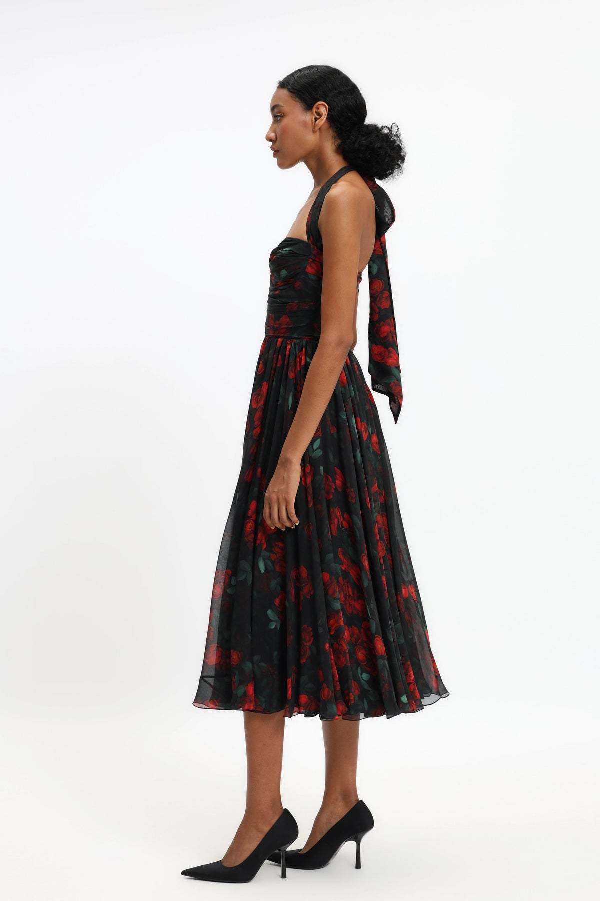 Red Rose Draped Dress