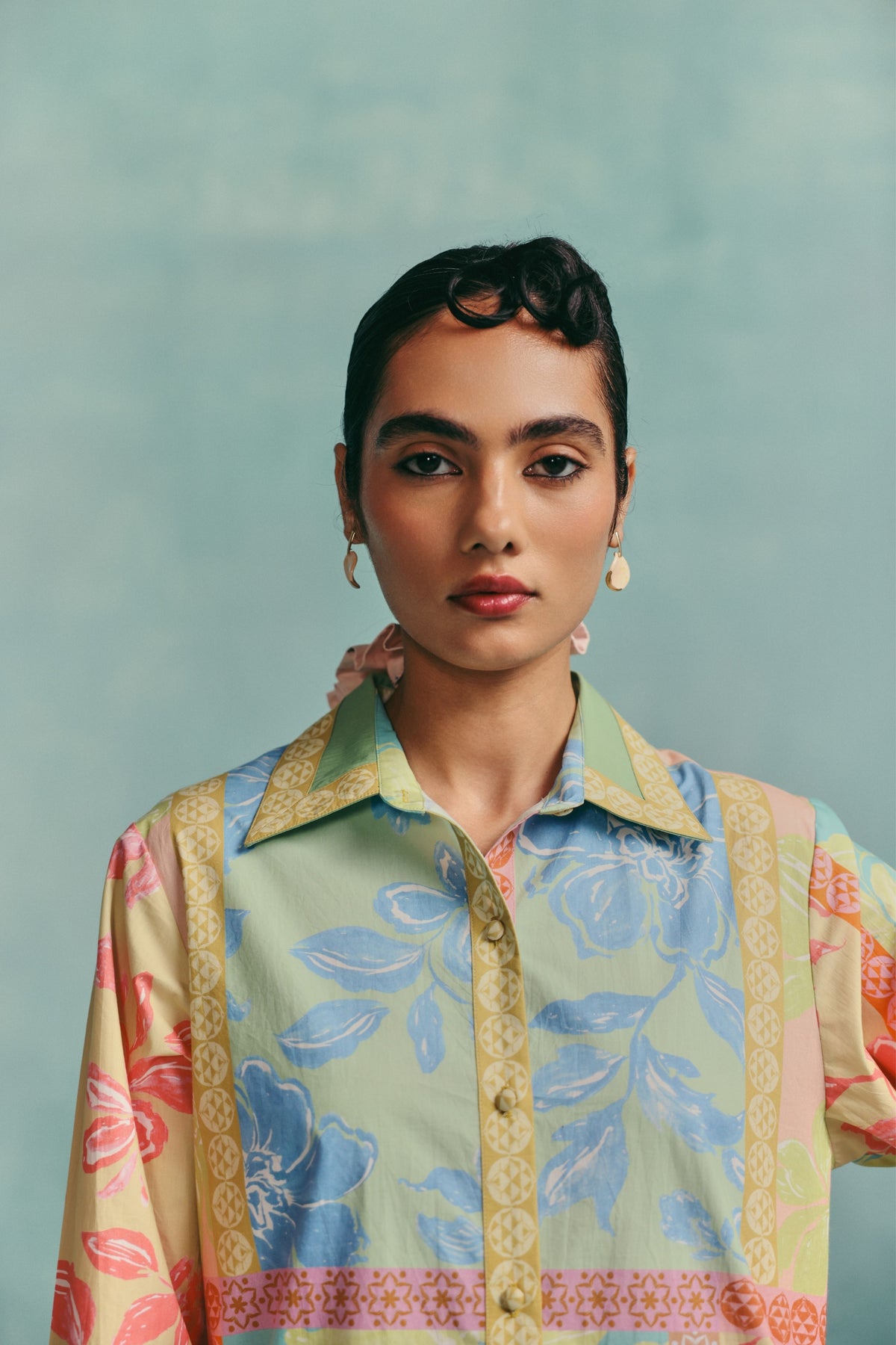 Patchwork Collared Kurta Set
