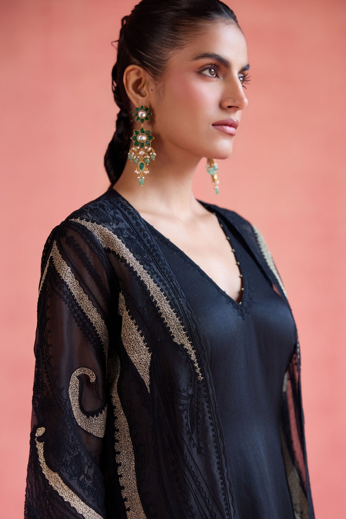 Shireen Black Jacket Set