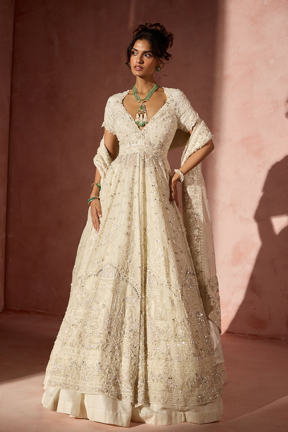 Off White Kalidar Lehenga Set