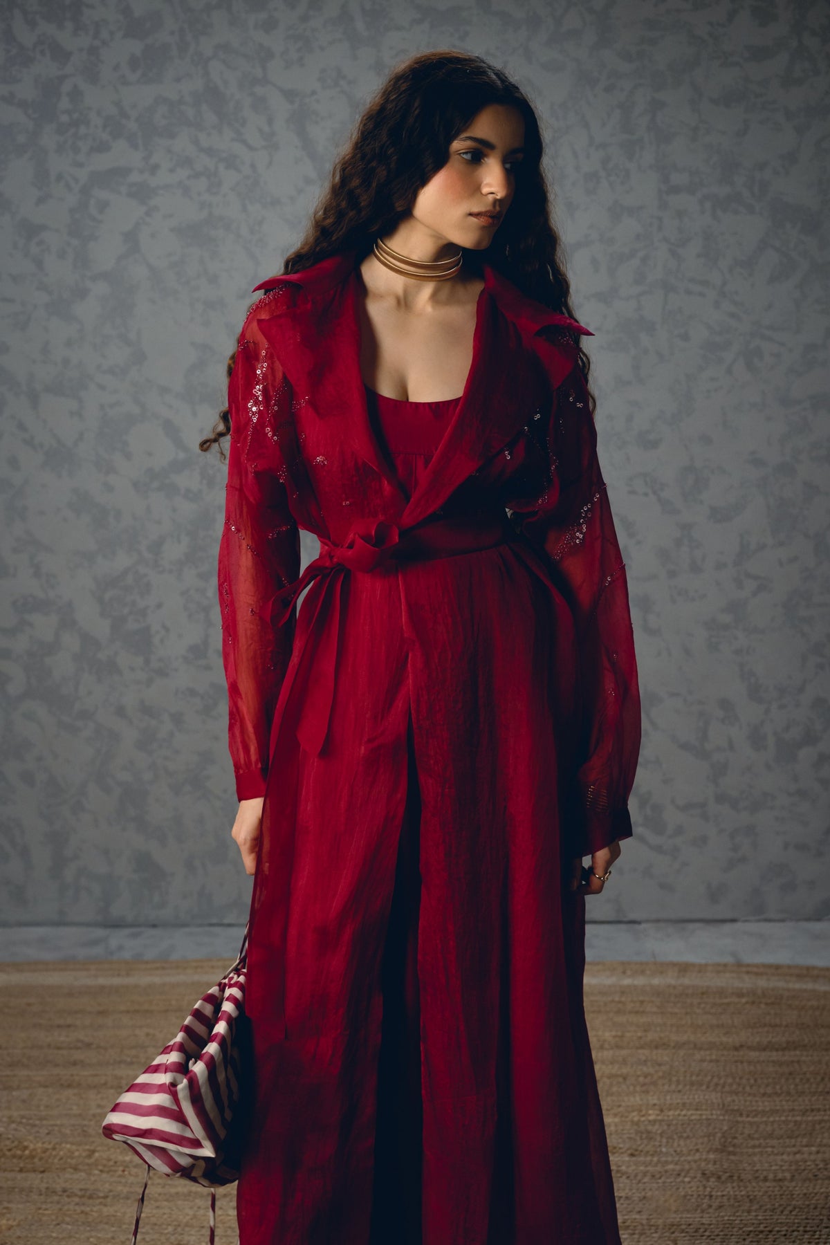 Nami Maroon Jacket Set