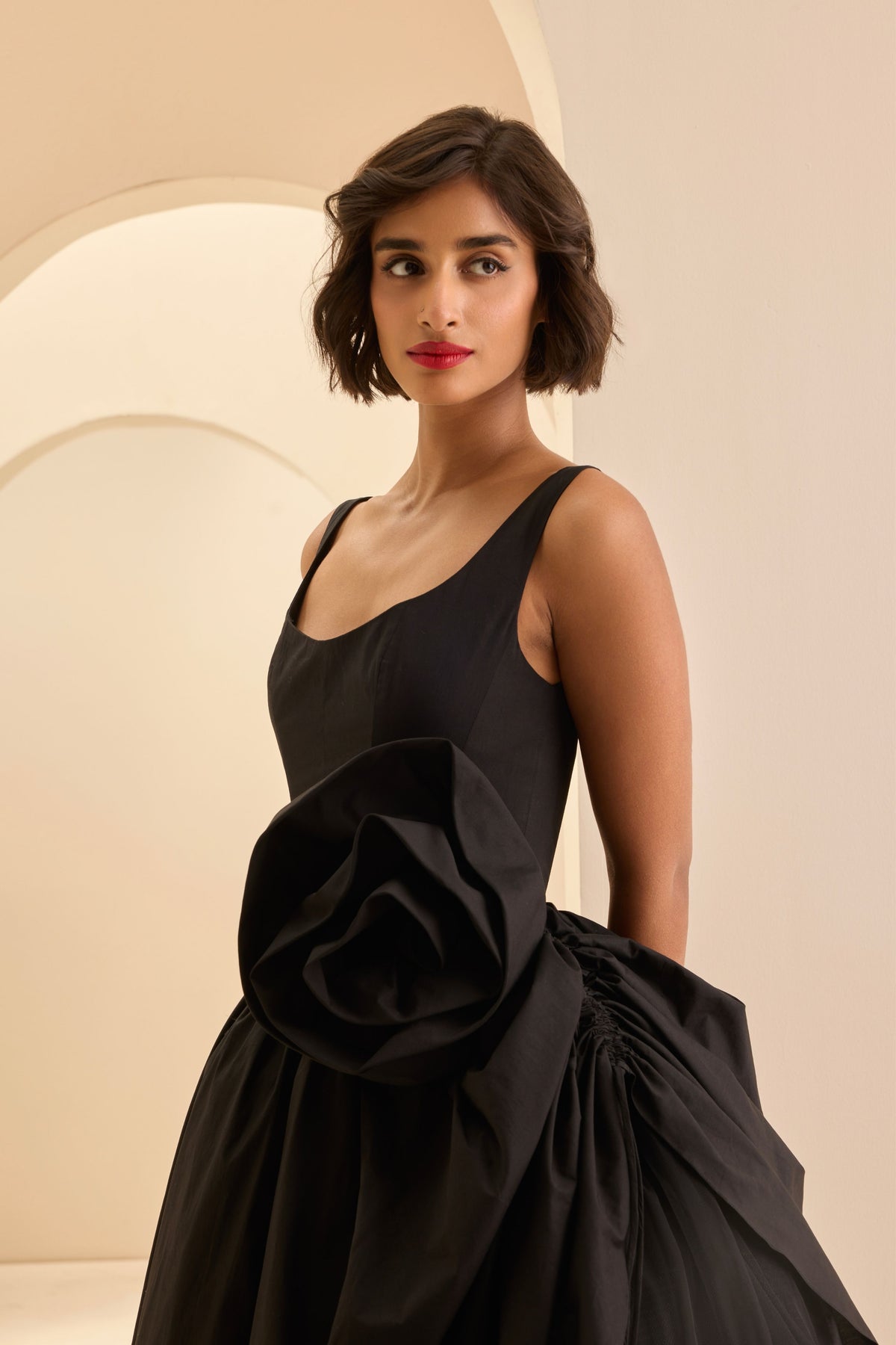 Black U-Neck Midi