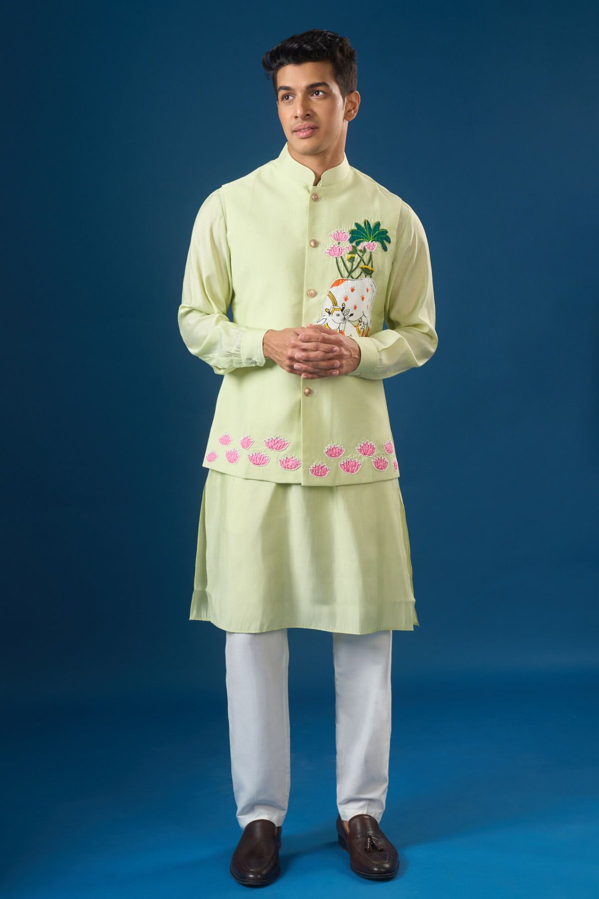 Pista Green Kurta-bundi Set