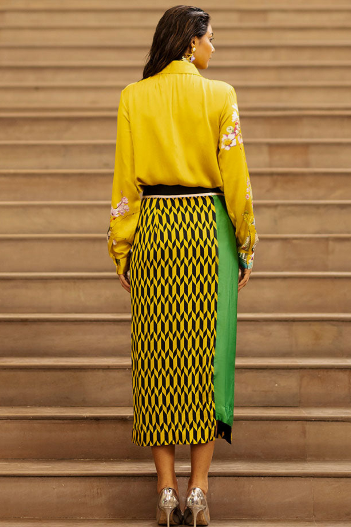 Floral Print Shirt With Wrap Skirt