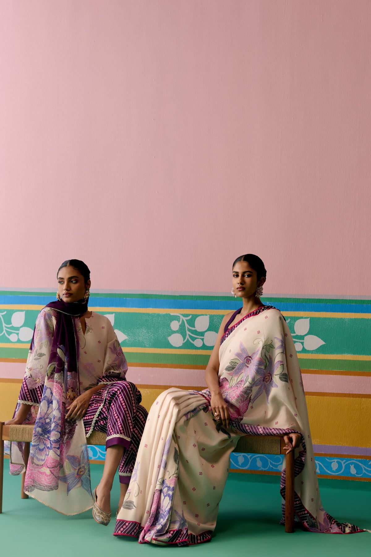 Purple Ikkat Sharara Set