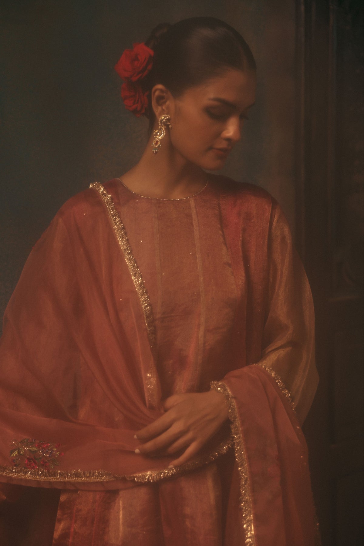 Peach Rimjhim Kurta Set