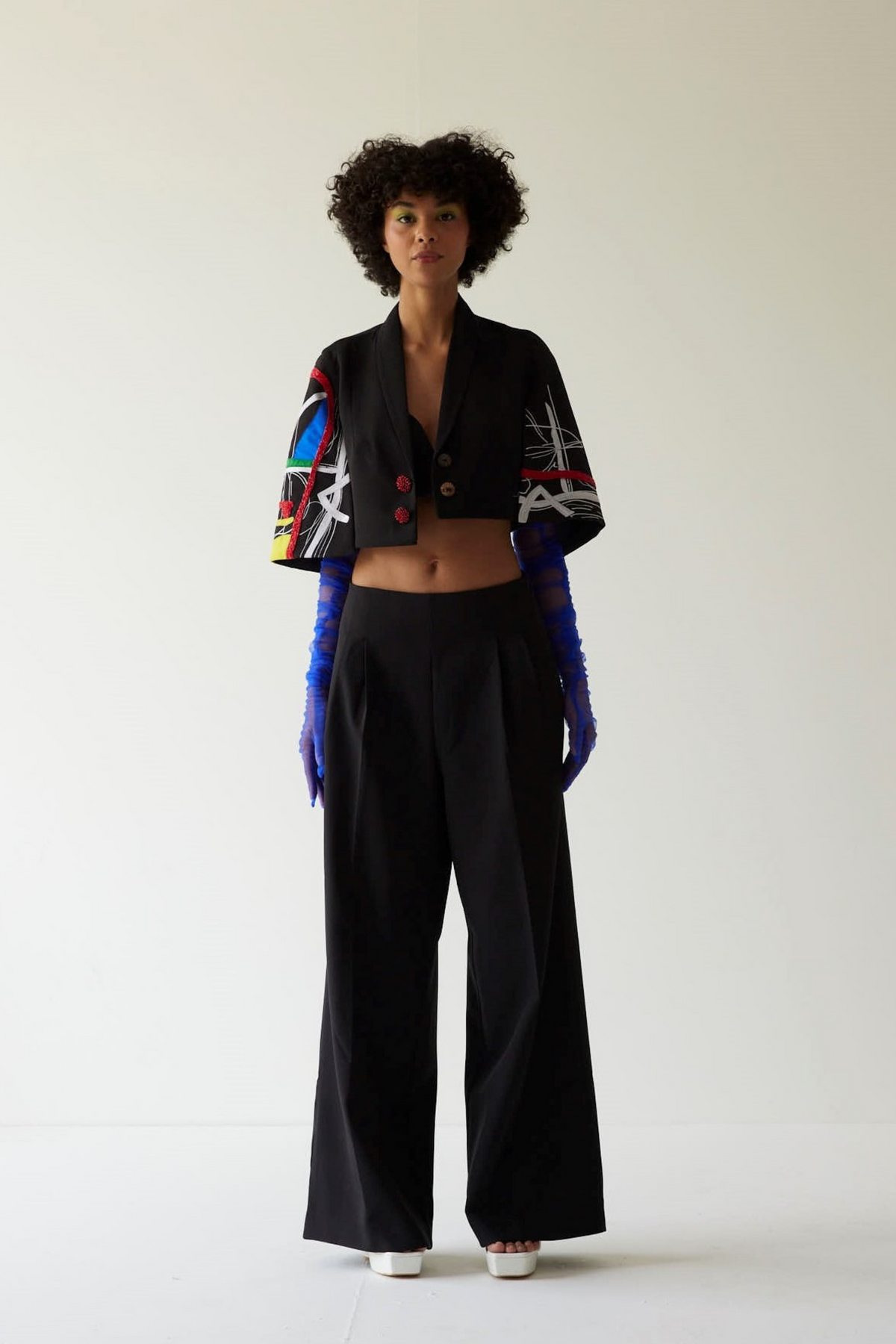 Paint Stain Cropped Blazer Co-ord Set