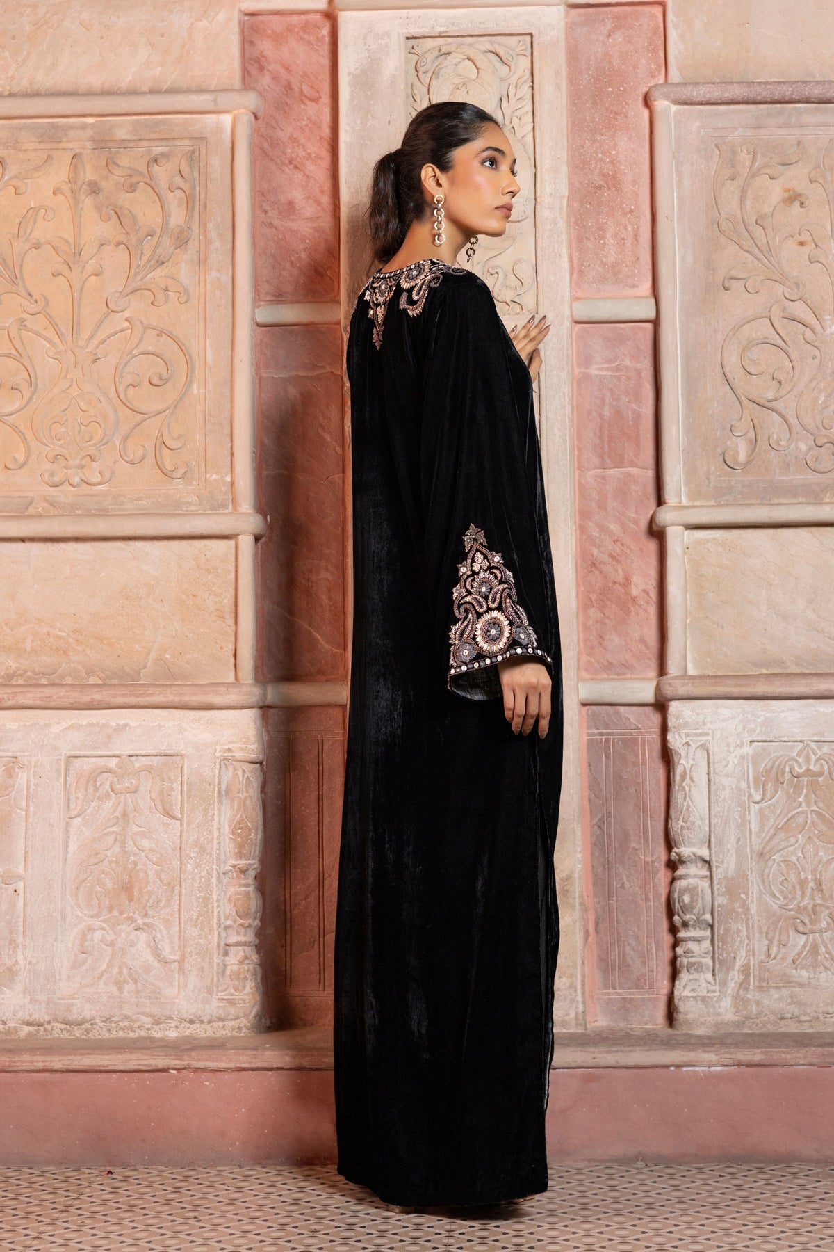 Black Embroidered Kaftan