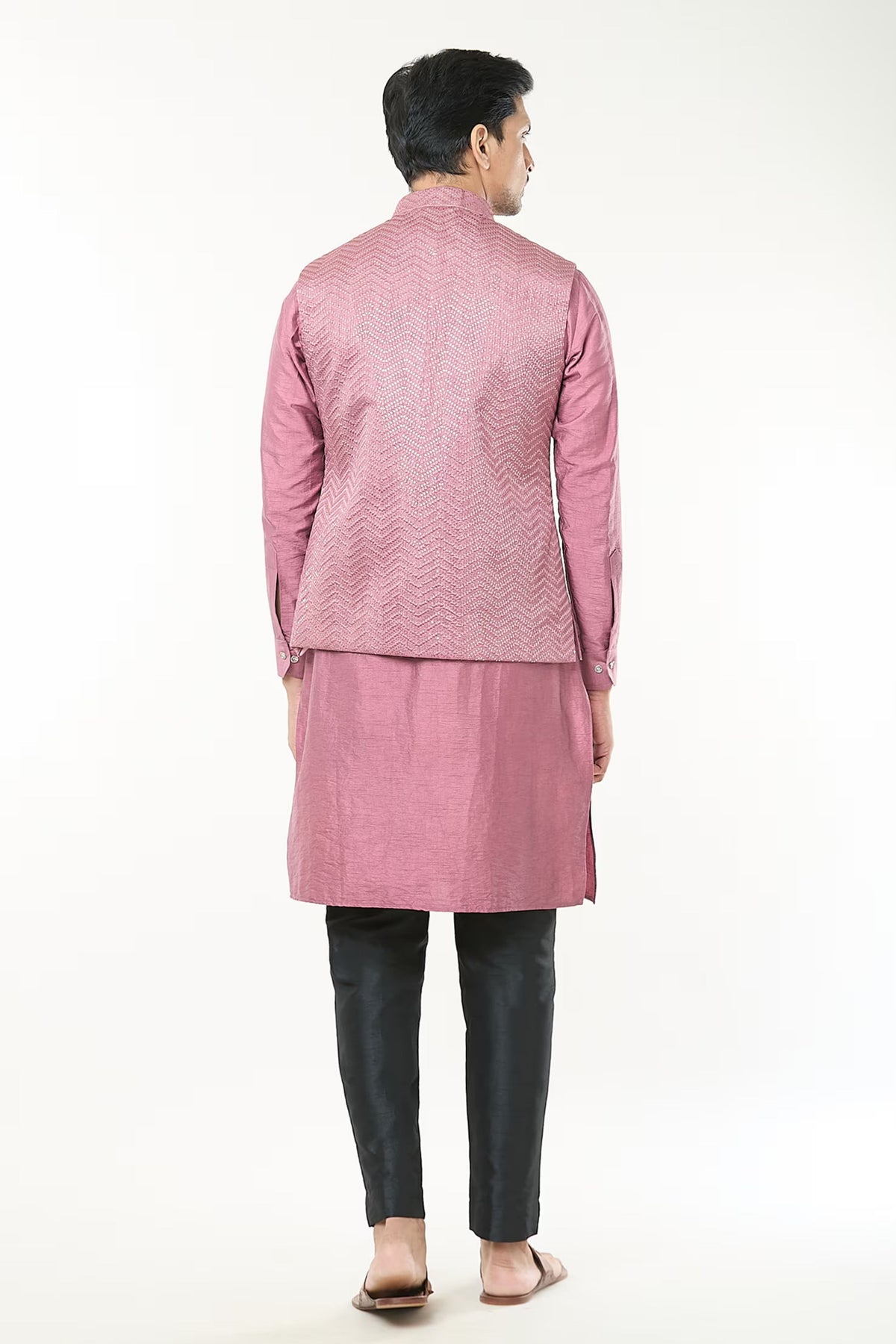 Mauve Pink Embroidered jacket Set