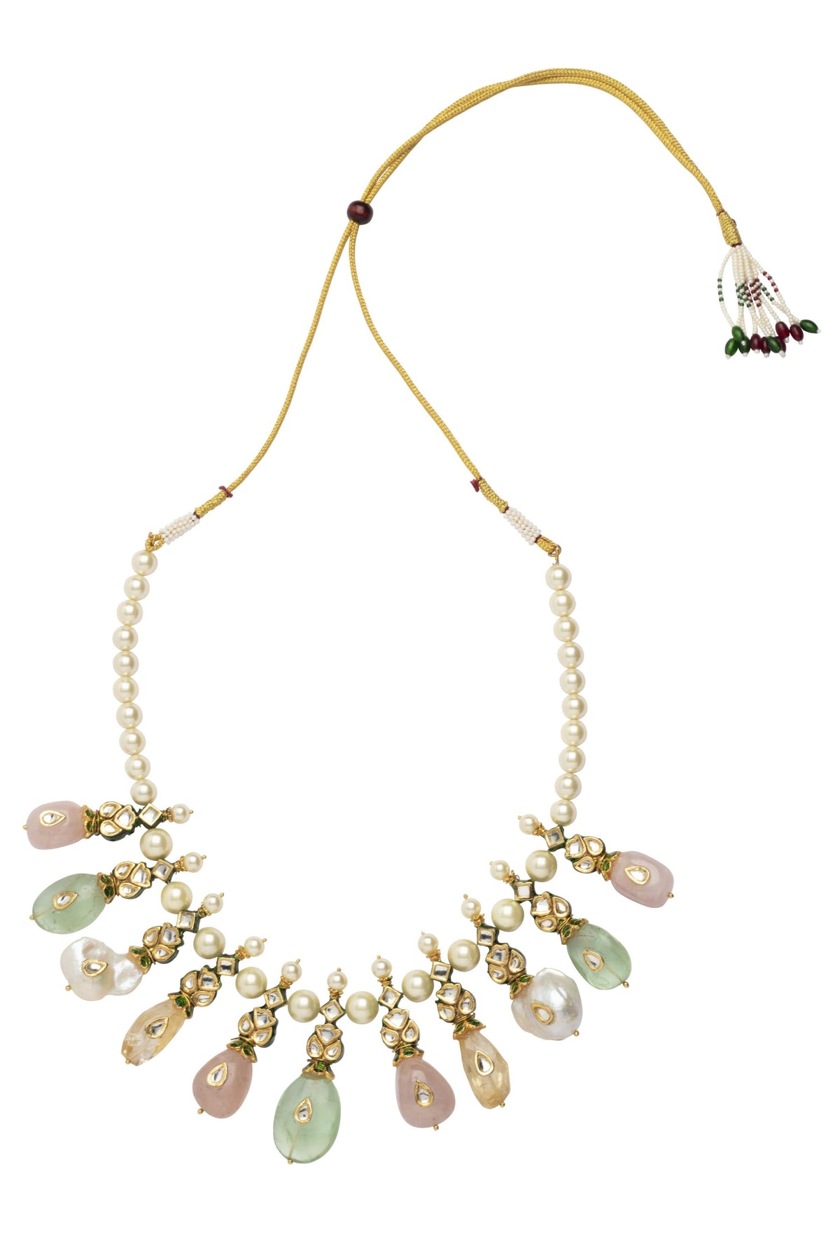 Inaayat Gold Plated Multicolored Kundan Polki Necklace Set