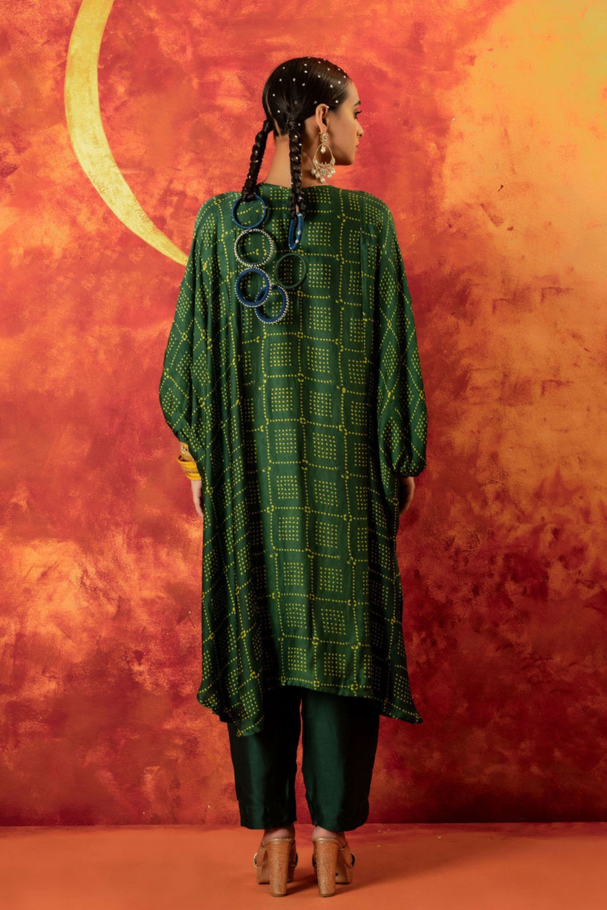Sitara Green Kaftan Set