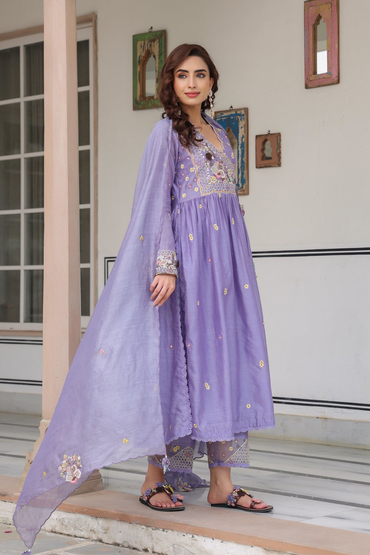 Gulzar Lilac Frockstyle Kurta Set