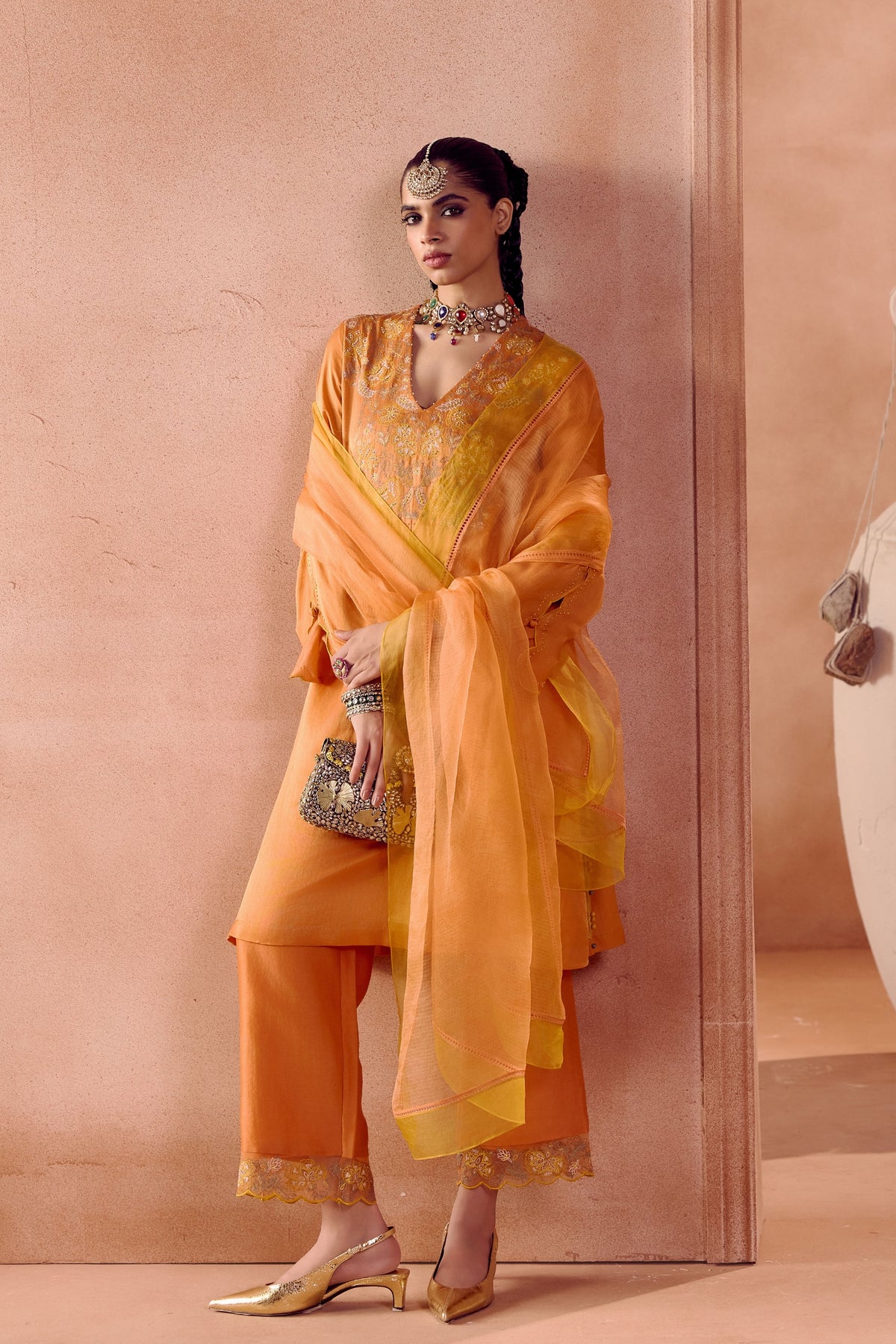 Rust Orange Kurta Set