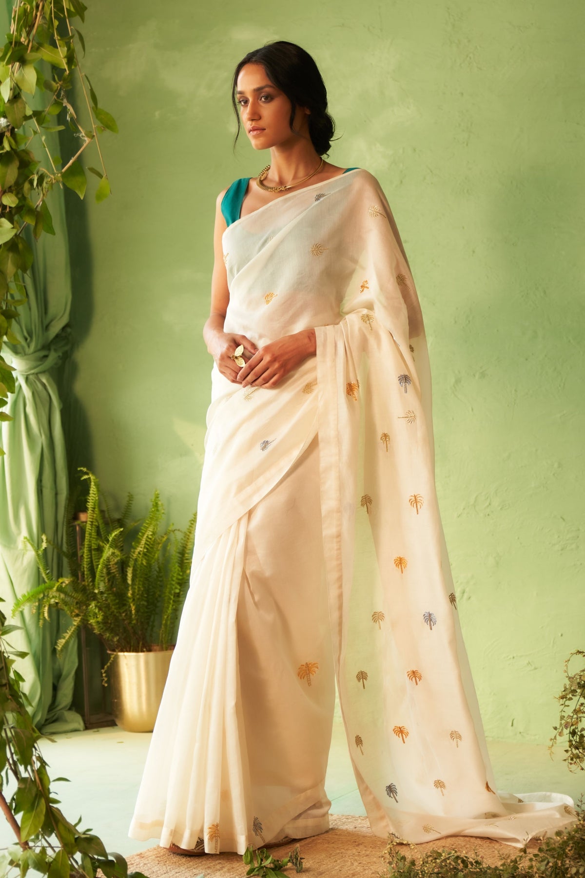 Peacock Green Saree Set