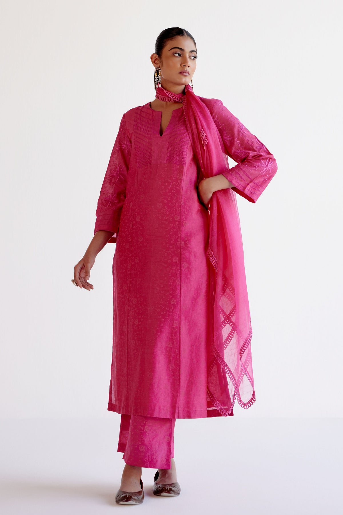 Fuchsia Pink Kalidar Kurta Set