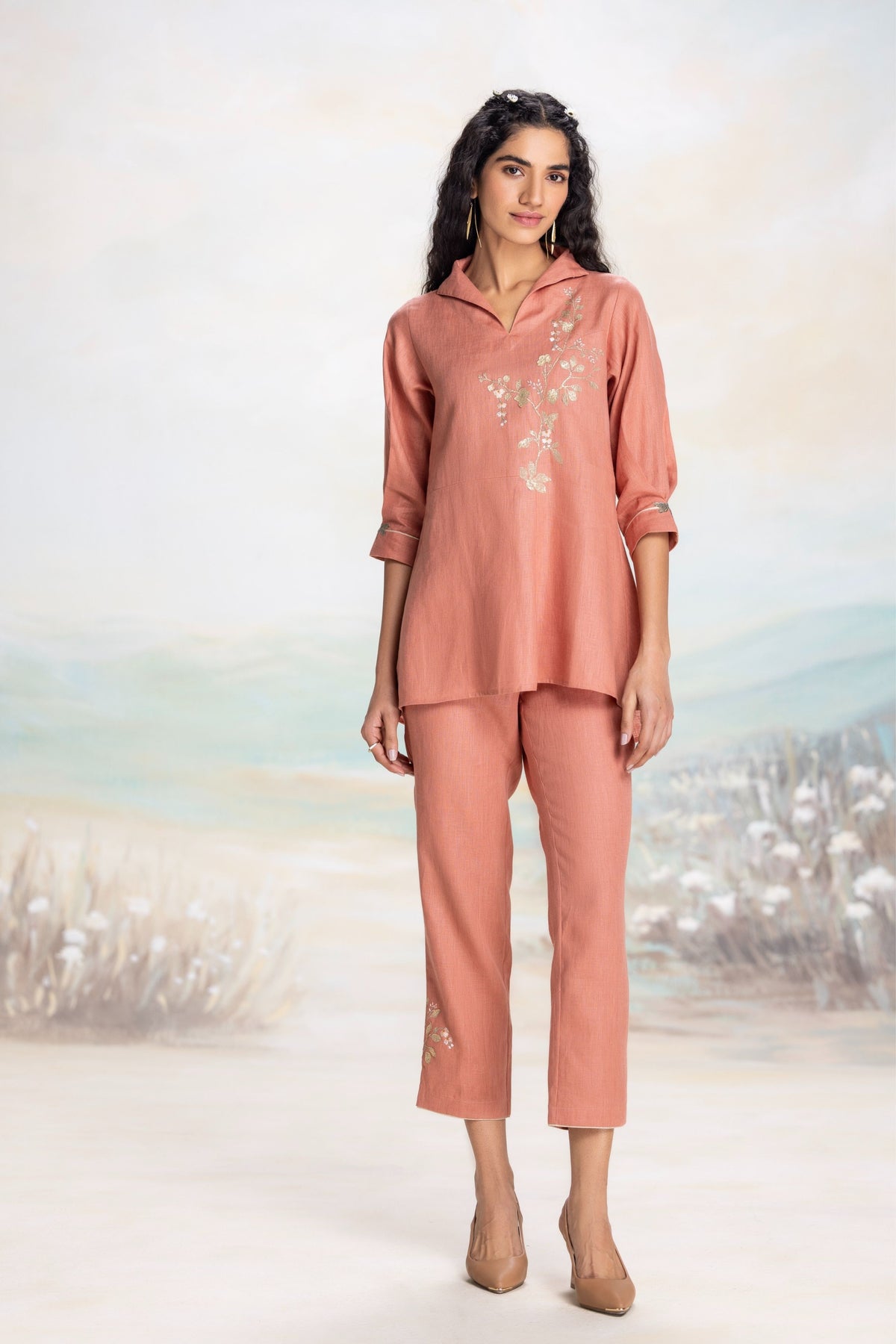 Golden Leaf Peach Co-ord Set